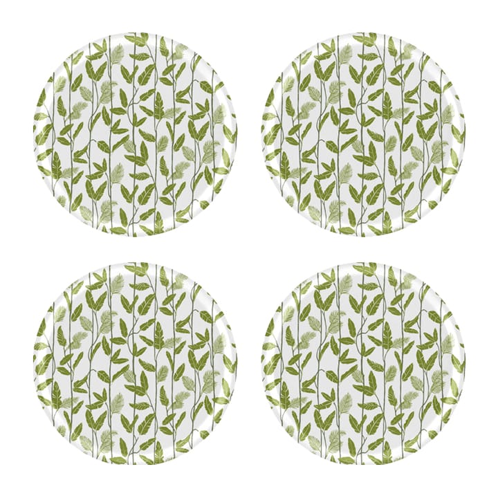 Mougli Green コースター Ø11 cm 4枚セット - Green-white - Åry Home | オーリーホーム