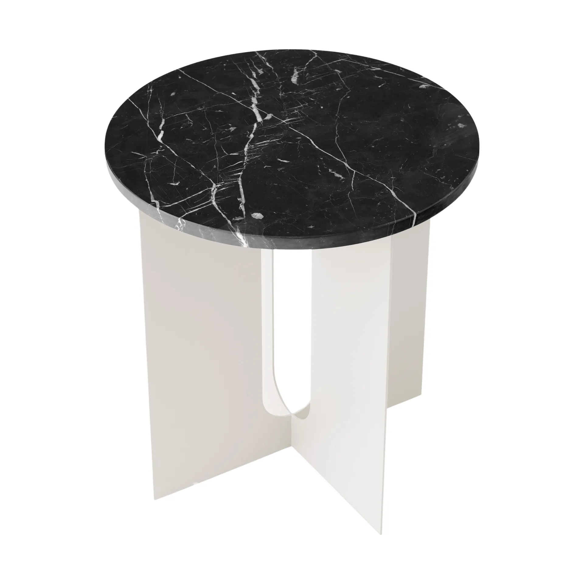 Androgyne サイドテーブル, Nero Marquina marble-ivory steel, Ø42 cm Audo Copenhagen | オドー・コペンハーゲン