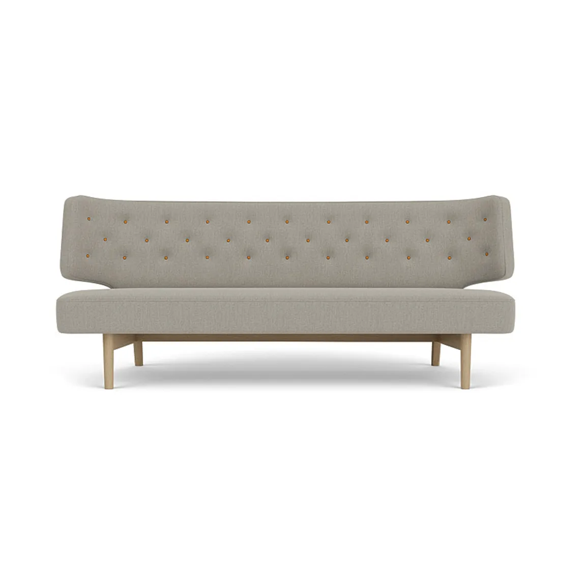 Radiohus ソファ フル張り RE-WOOL PC1T Global HR ボタン 4本脚ベース, Re-wool 218-natural oak, leather buttons, 2-seater Audo Copenhagen | オドー・コペンハーゲン
