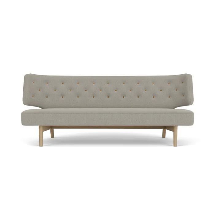 Radiohus ソファ フル張り RE-WOOL PC1T Global HR ボタン 4本脚ベース - Re-wool 218-natural oak, leather buttons, 2-seater - Audo Copenhagen | オドー・コペンハーゲン
