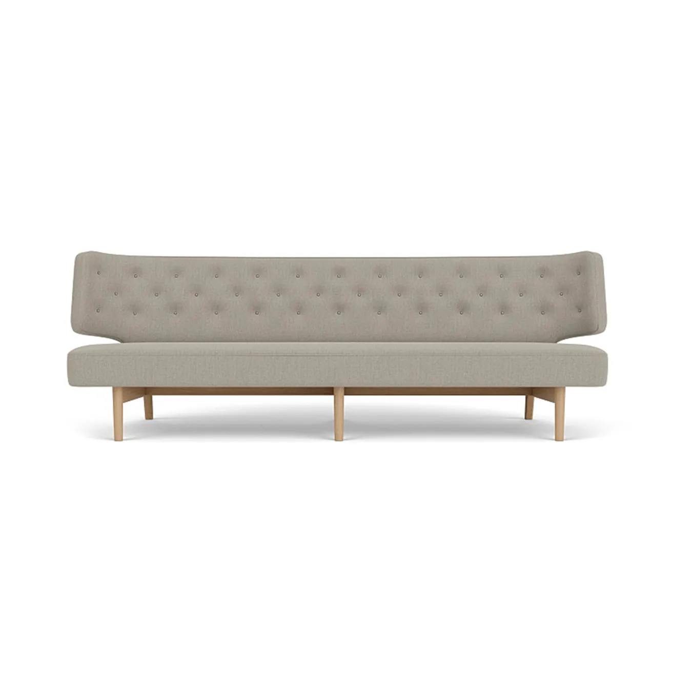 Radiohus ソファ フル張り RE-WOOL PC1T Global HR ボタン 4本脚ベース, Re-wool 218-natural oak, leather buttons, 3-seater Audo Copenhagen | オドー・コペンハーゲン