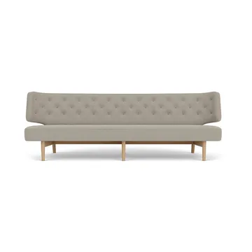 Radiohus ソファ フル張り RE-WOOL PC1T Global HR ボタン 4本脚ベース - Re-wool 218-natural oak, leather buttons, 3-seater - Audo Copenhagen | オドー・コペンハーゲン