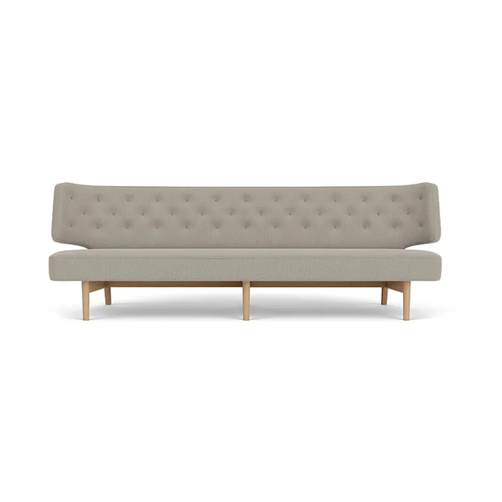 Radiohus ソファ フル張り RE-WOOL PC1T Global HR ボタン 4本脚ベース - Re-wool 218-natural oak, leather buttons, 3-seater - Audo Copenhagen | オドー・コペンハーゲン