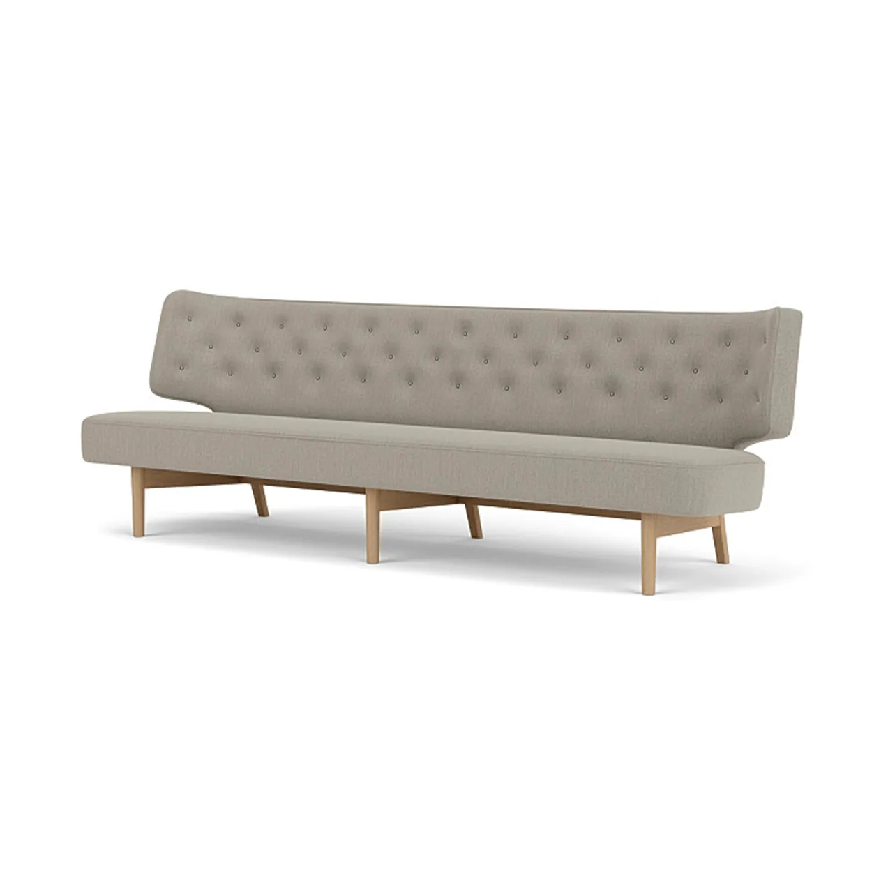 Radiohus ソファ フル張り RE-WOOL PC1T Global HR ボタン 4本脚ベース, Re-wool 218-natural oak, leather buttons, 3-seater Audo Copenhagen | オドー・コペンハーゲン