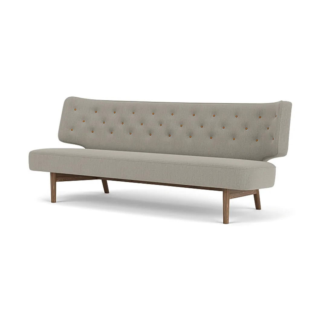 Radiohus ソファ フル張り RE-WOOL PC1T Global HR ボタン 4本脚ベース, Re-wool 218-walnut, leather buttons, 2-seater Audo Copenhagen | オドー・コペンハーゲン