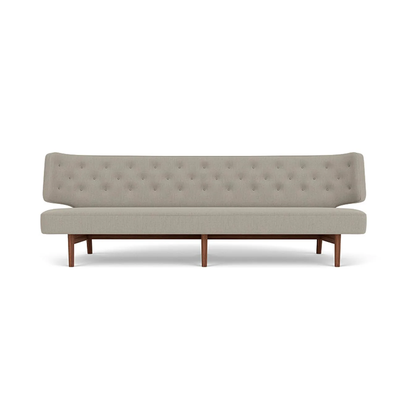 Radiohus ソファ フル張り RE-WOOL PC1T Global HR ボタン 4本脚ベース, Re-wool 218-walnut, leather buttons, 3-seater Audo Copenhagen | オドー・コペンハーゲン