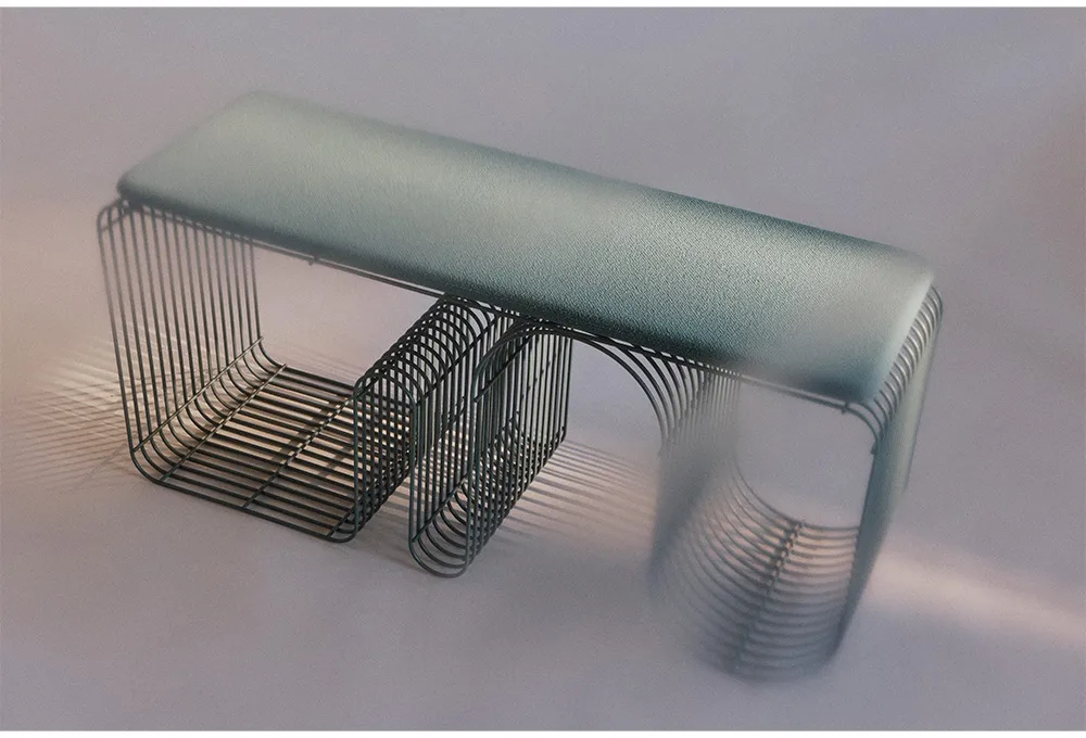 Curva シートベンチ 100 cm, Dusty blue AYTM | アイテム