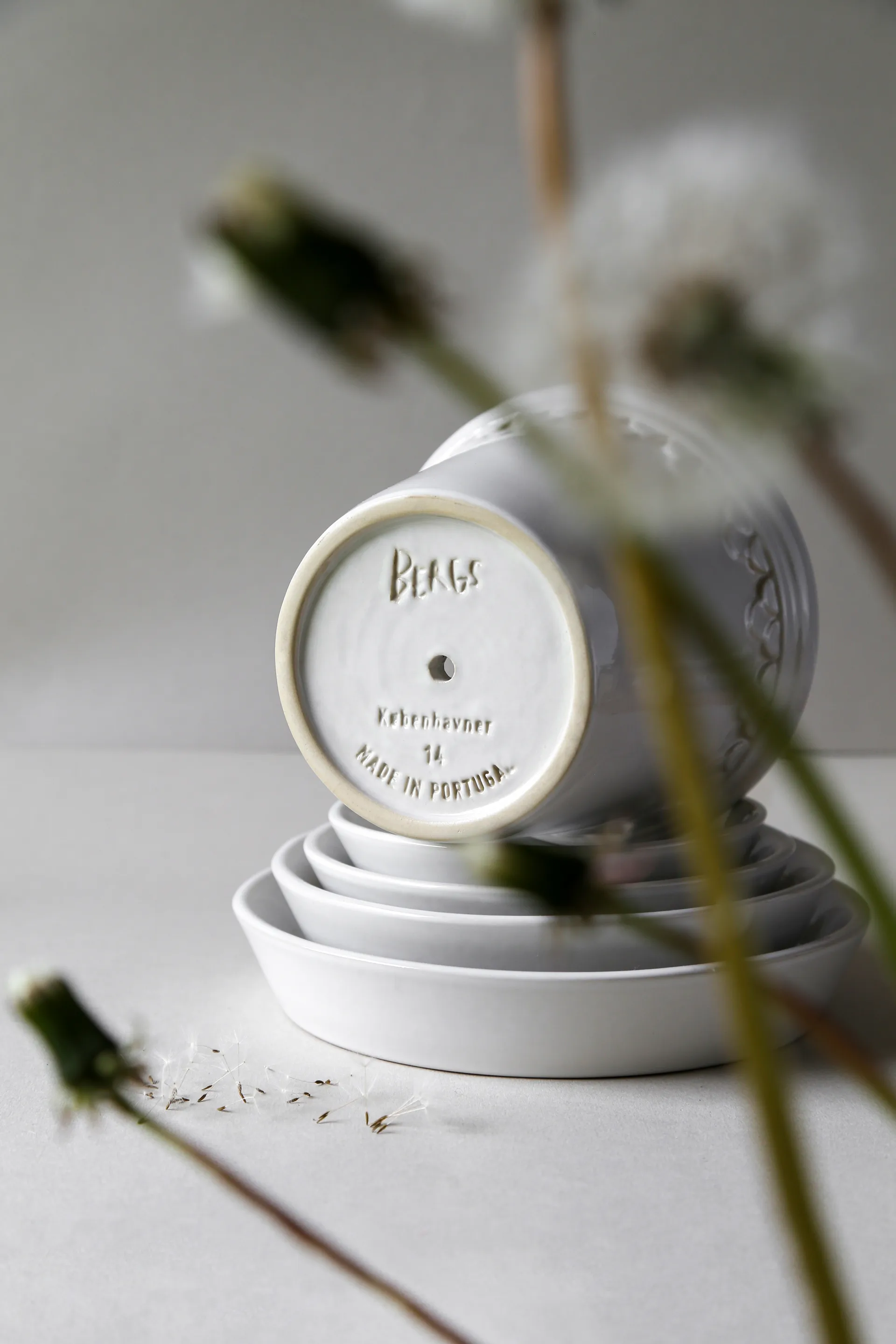 Copenhagen 植木鉢 グレーズ 10 cm, Mineral white Bergs Potter | バーグスポッター