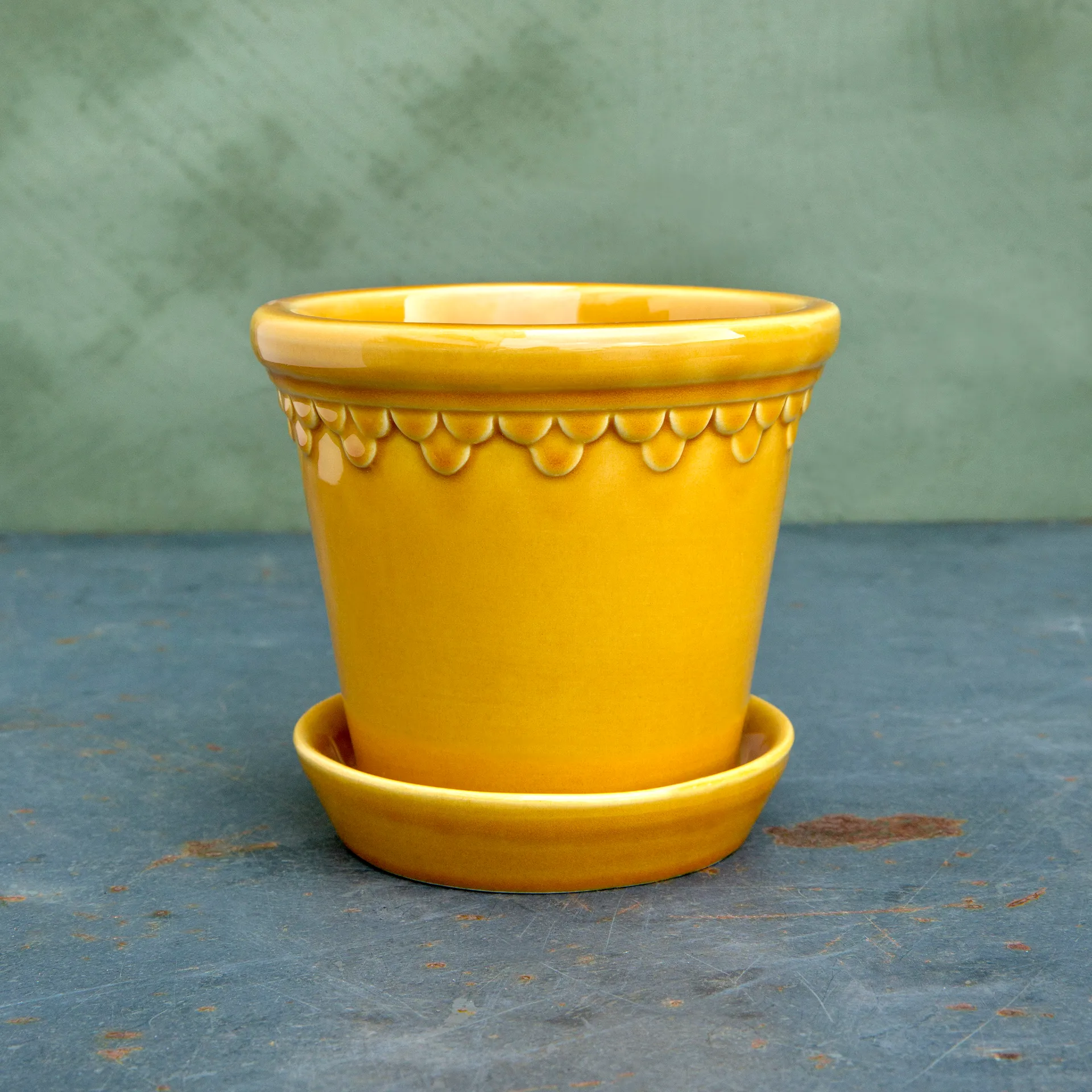 Copenhagen 植木鉢 グレーズ, イエロー, Ø16 cm Bergs Potter | バーグスポッター