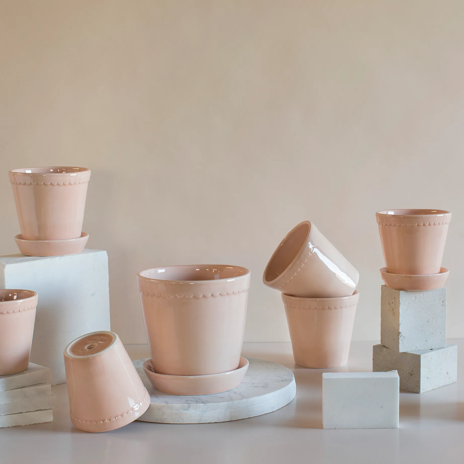 Helena 植木鉢 グレーズ 12 cm, quartz rose Bergs Potter | バーグスポッター