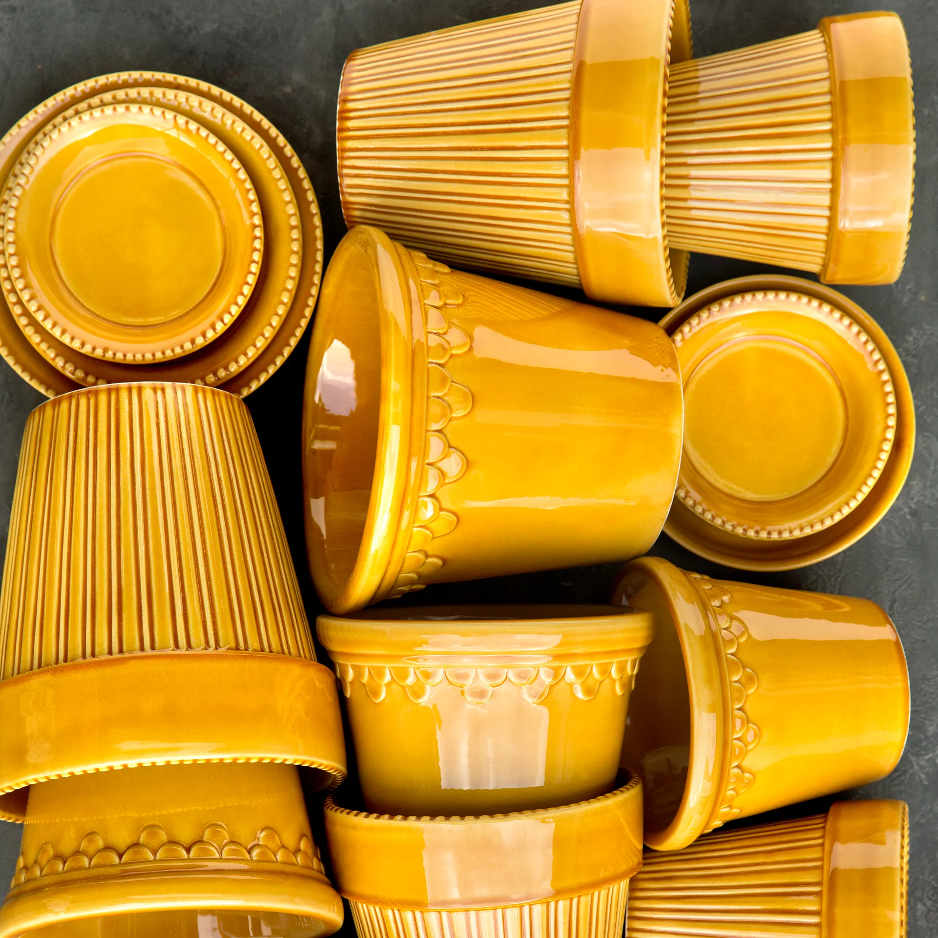 Simona 植木鉢 グレーズ 14 cm, Yellow Bergs Potter | バーグスポッター