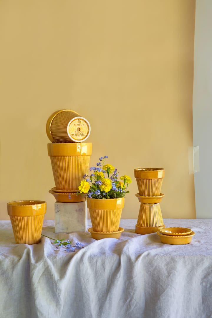 Simona 植木鉢 glazed Ø12 cm, Yellow Bergs Potter | バーグスポッター