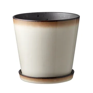 Bitz 植木鉢 ソーサー付き Ø14 cm - cream white-black - Bitz | ビッツ