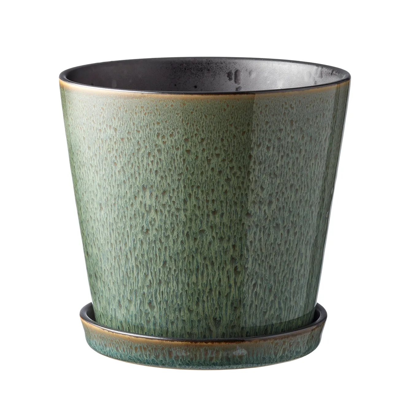 Bitz 植木鉢 ソーサー付き Ø14 cm, green-black Bitz | ビッツ