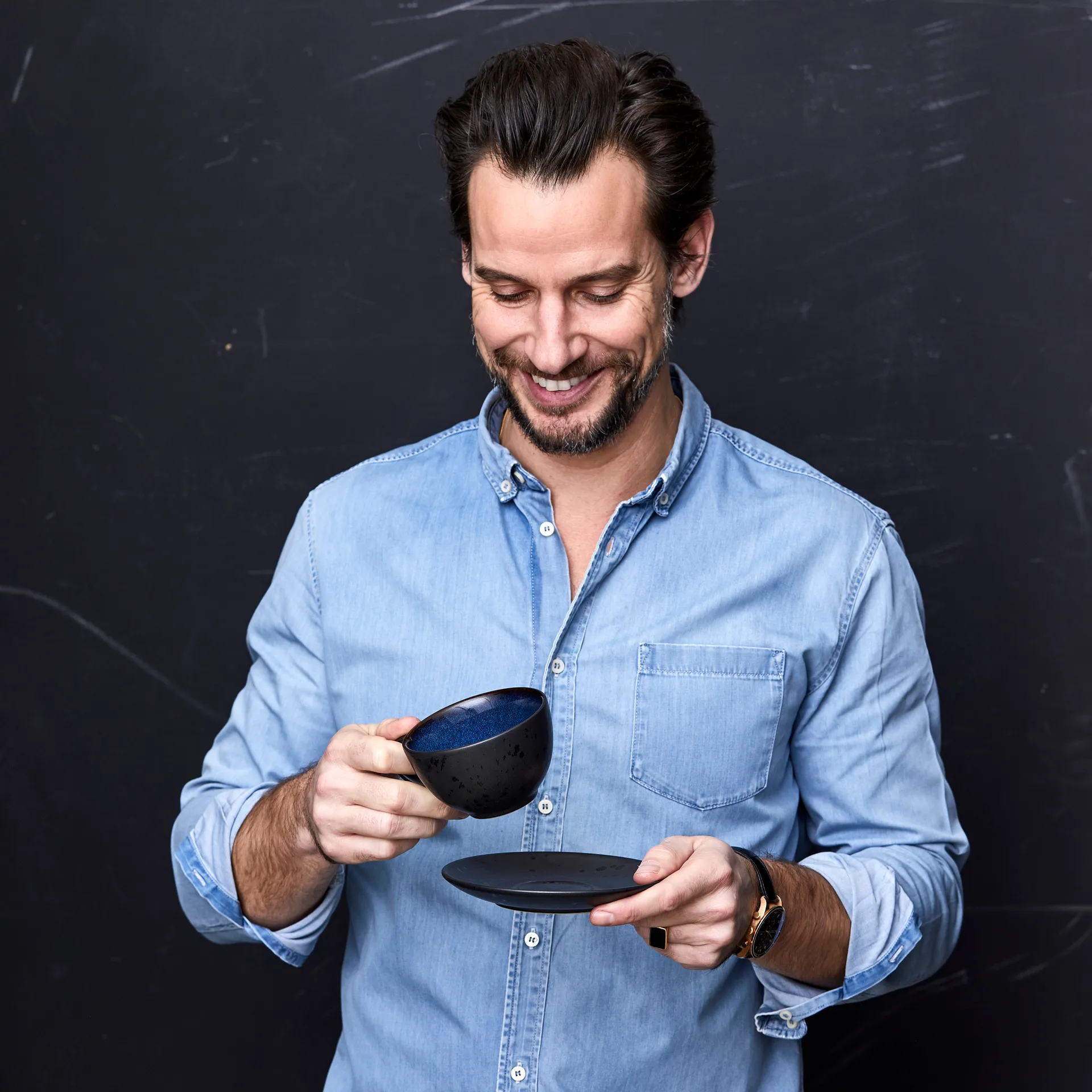 Bitz カップ ソーサー付き ブラック, Dark blue Bitz | ビッツ