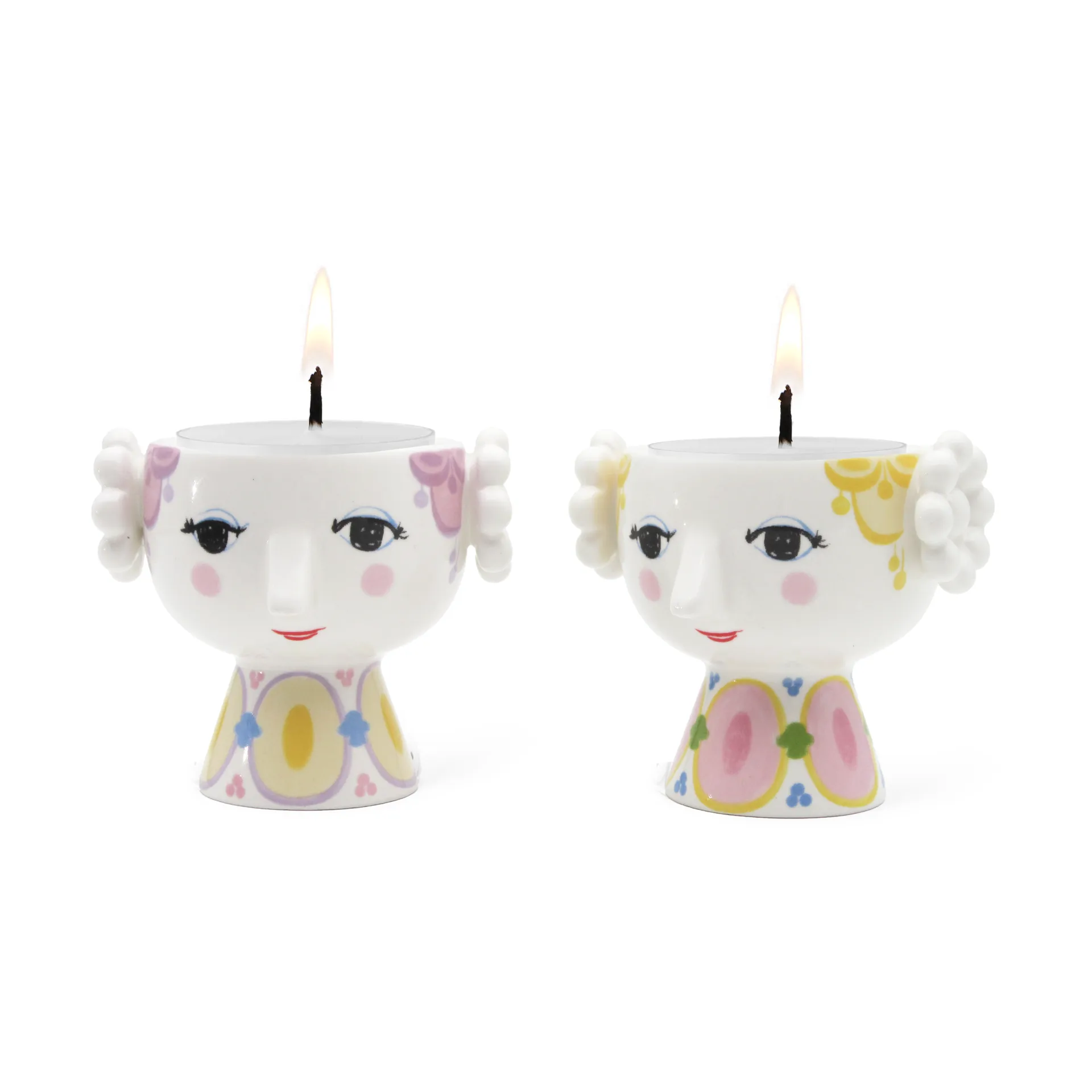 Eva キャンドルホルダー Ø6.5 cm 2個セット, Yellow-lavender Bjørn Wiinblad