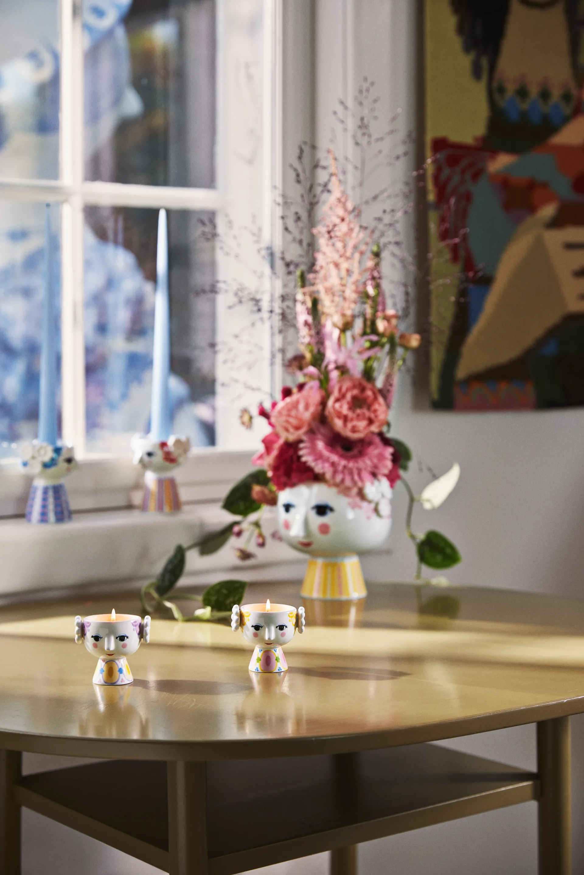 Eva キャンドルホルダー Ø6.5 cm 2個セット, Yellow-lavender Bjørn Wiinblad