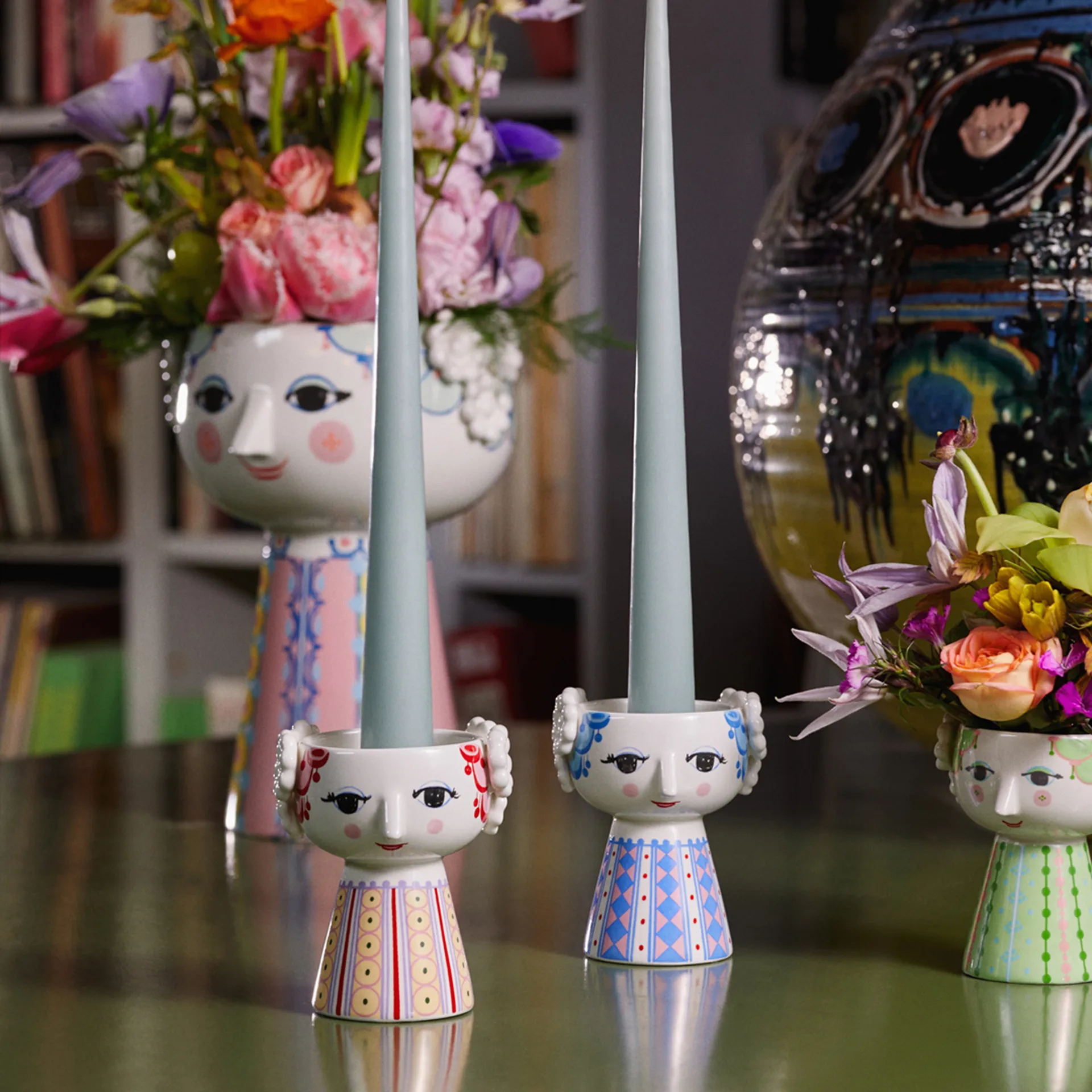 Eva キャンドルスティック 9,5 cm, Dark blue Bjørn Wiinblad