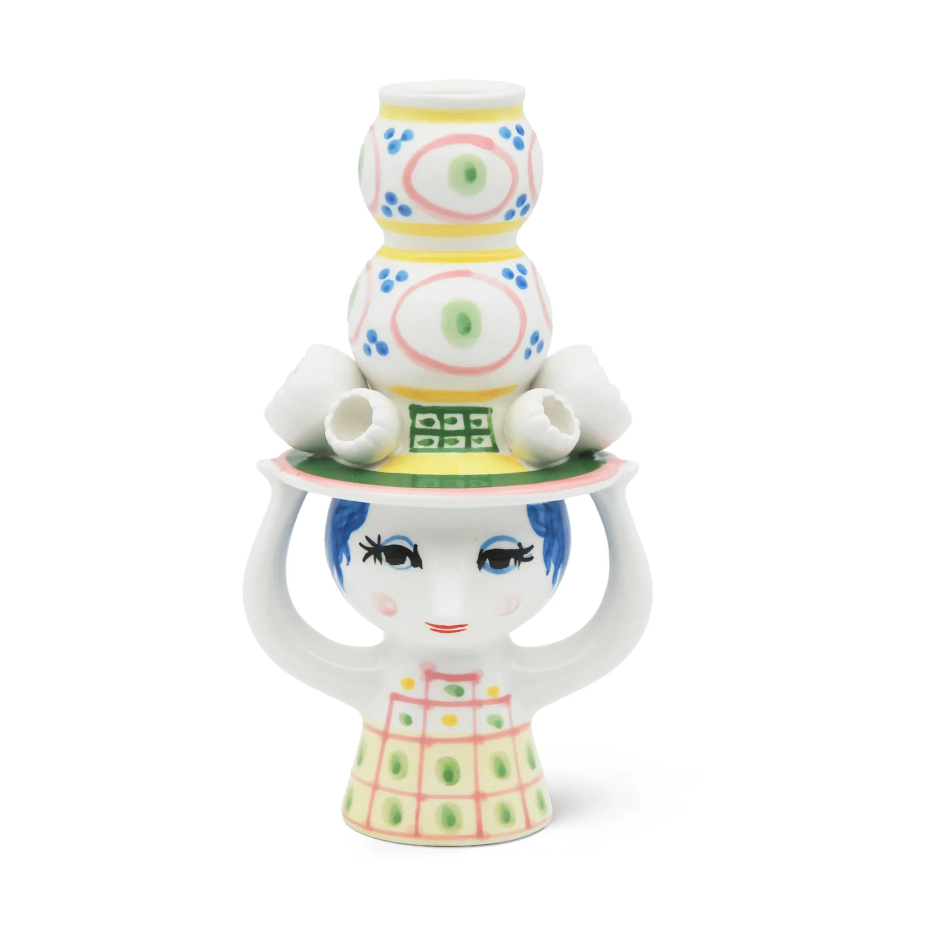 Lady with hat キャンドルホルダー H16 cm, Pink Bjørn Wiinblad