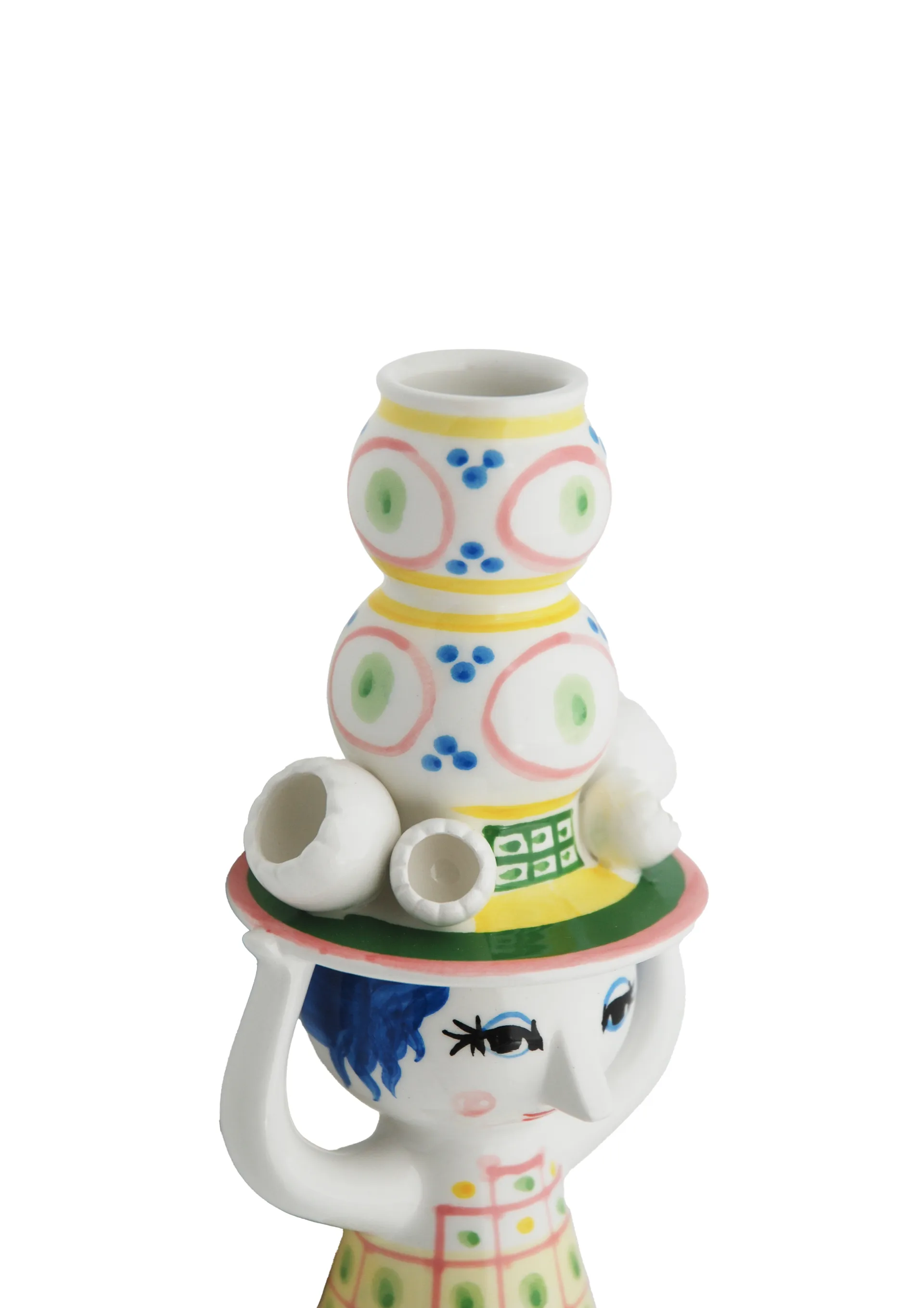 Lady with hat キャンドルホルダー H16 cm, Pink Bjørn Wiinblad