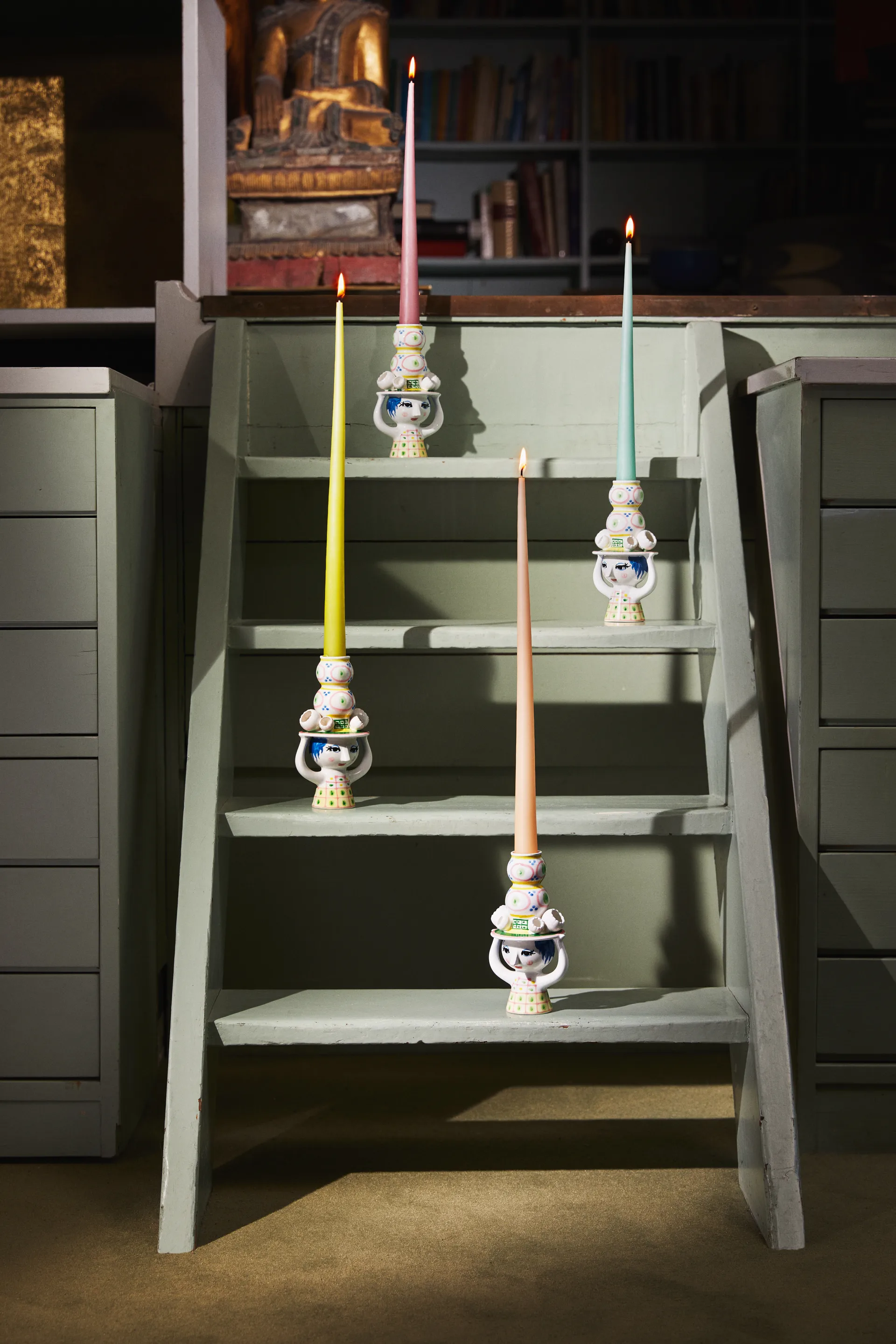 Lady with hat キャンドルホルダー H16 cm, Pink Bjørn Wiinblad