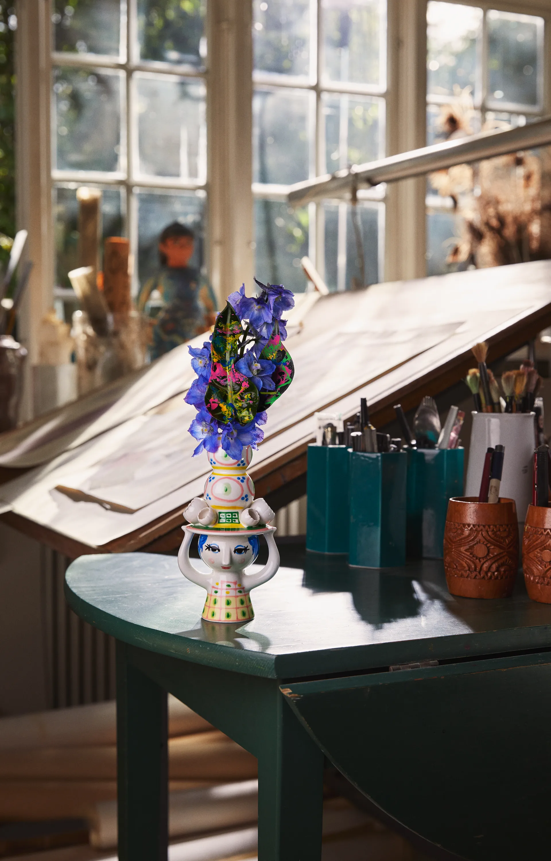 Lady with hat キャンドルホルダー H16 cm, Pink Bjørn Wiinblad