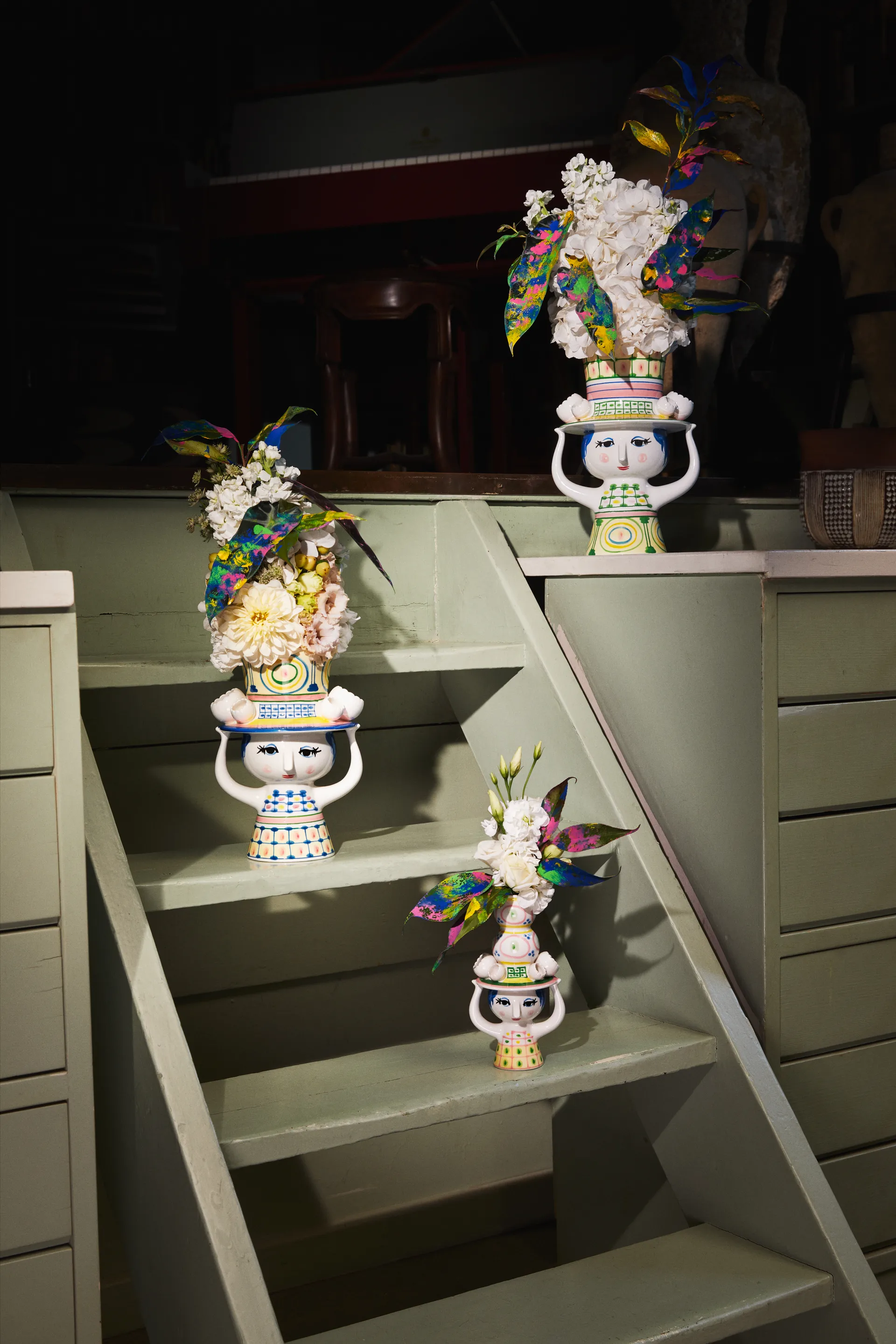 Lady with hat 花瓶 H24.5 cm, Green Bjørn Wiinblad