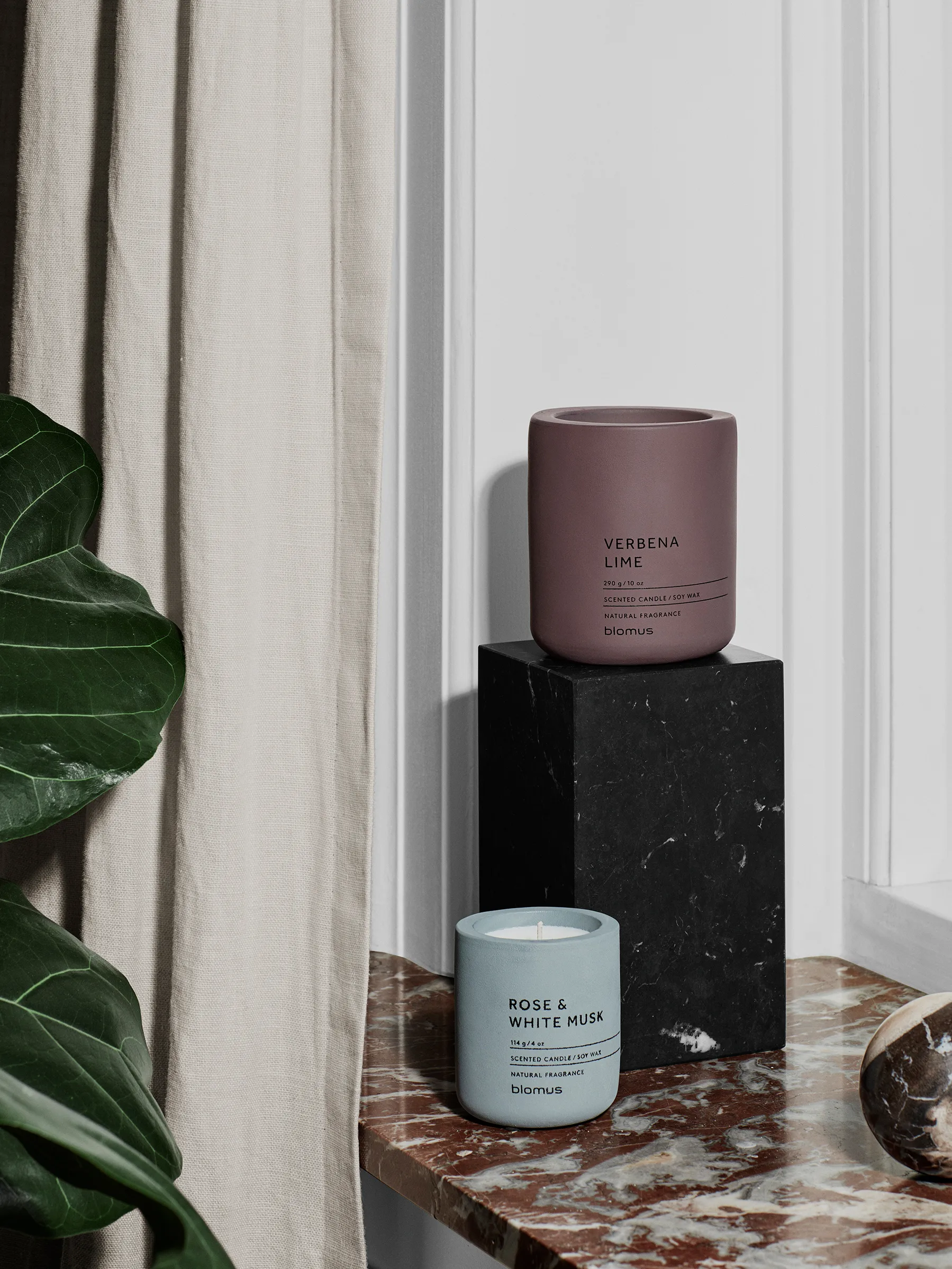 Fraga アロマキャンドル 24時間, Rose & White Musk-Flintstone Blomus | ブロムス