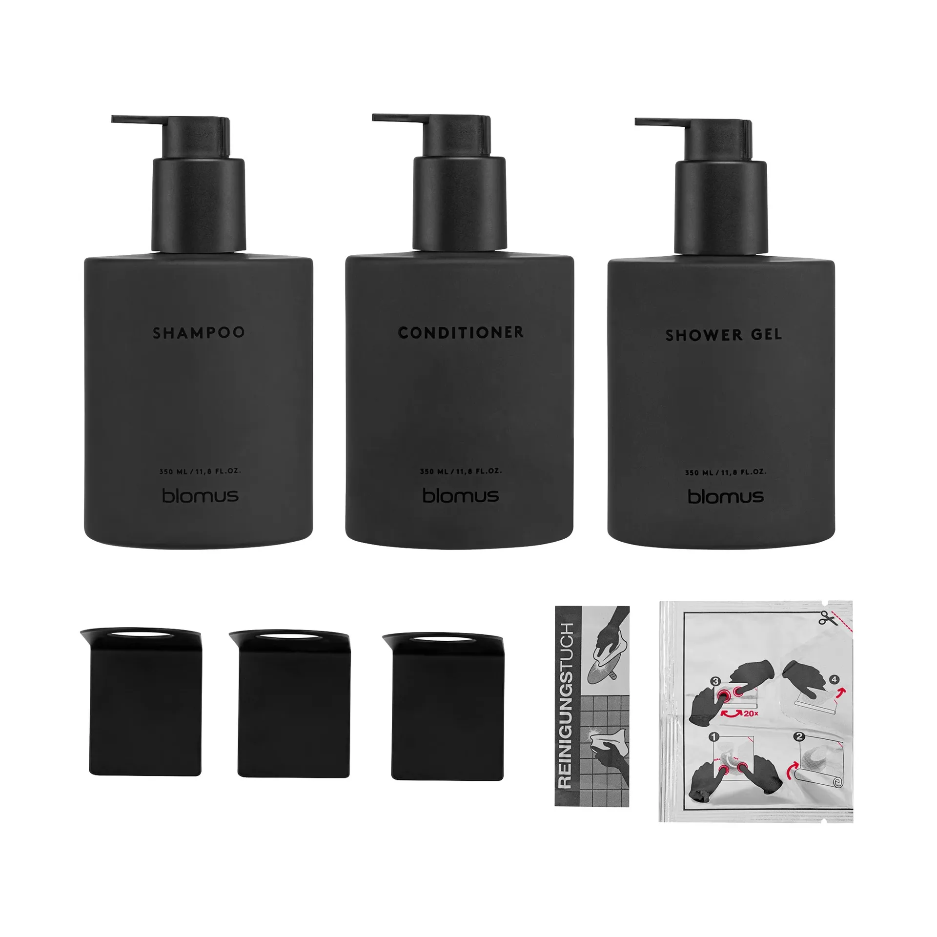 Kirei ガラスボトル 壁掛けホルダー付き 3パック, Smoke, glue-mounted Blomus | ブロムス