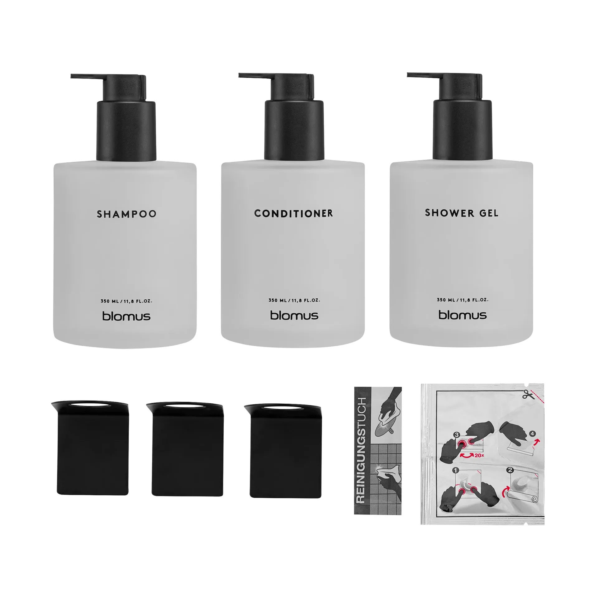 Kirei ガラスボトル 壁掛けホルダー付き 3パック, White, glue-mounted Blomus | ブロムス