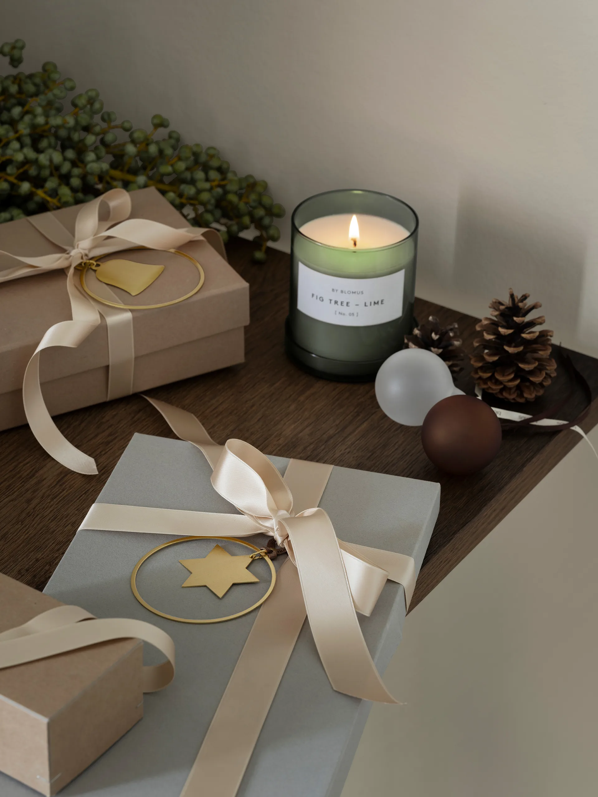 Valoa アロマキャンドル 45時間燃焼, Fikon/Lime Agave Green Blomus | ブロムス