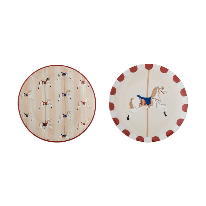 メリーゴーランド プレート Ø16 cm 2 pieces - Beige-red - Bloomingville | ブルーミングヴィル