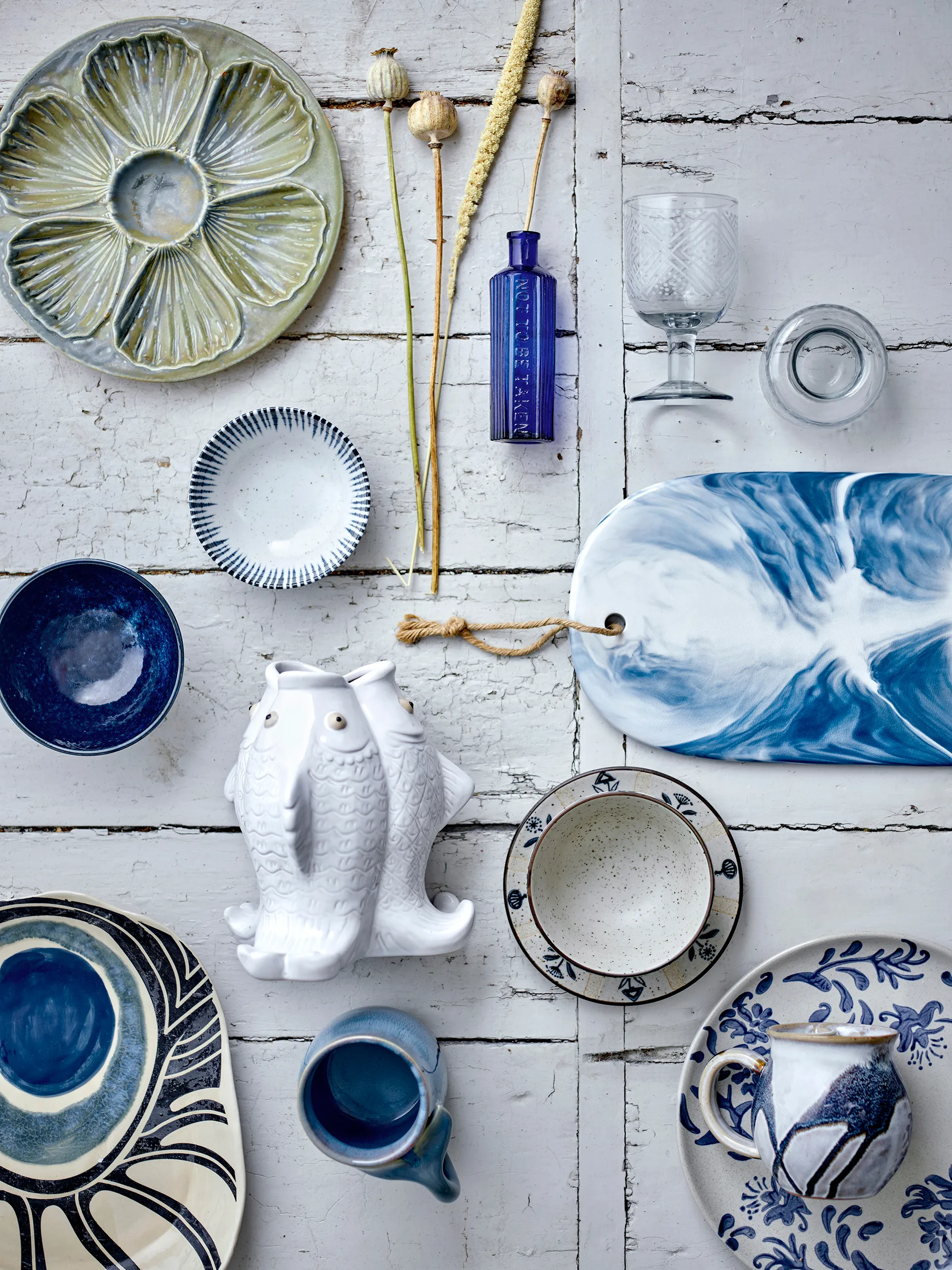 Aiden カッティングボード 20x35 cm, Blue Bloomingville | ブルーミングヴィル