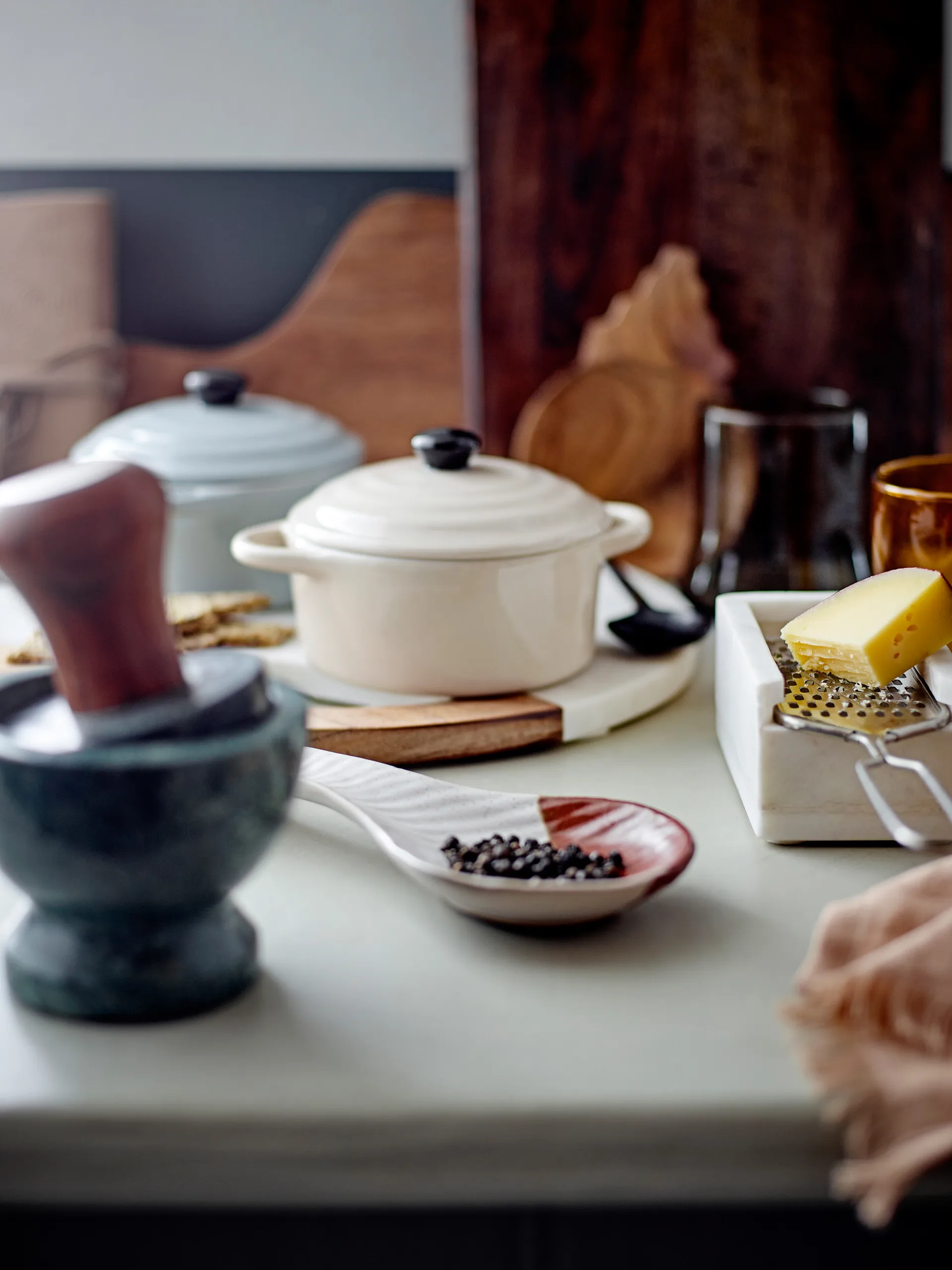 Banou すり鉢&すりこぎ棒 Ø10 cm, Green marble-mango tree Bloomingville | ブルーミングヴィル