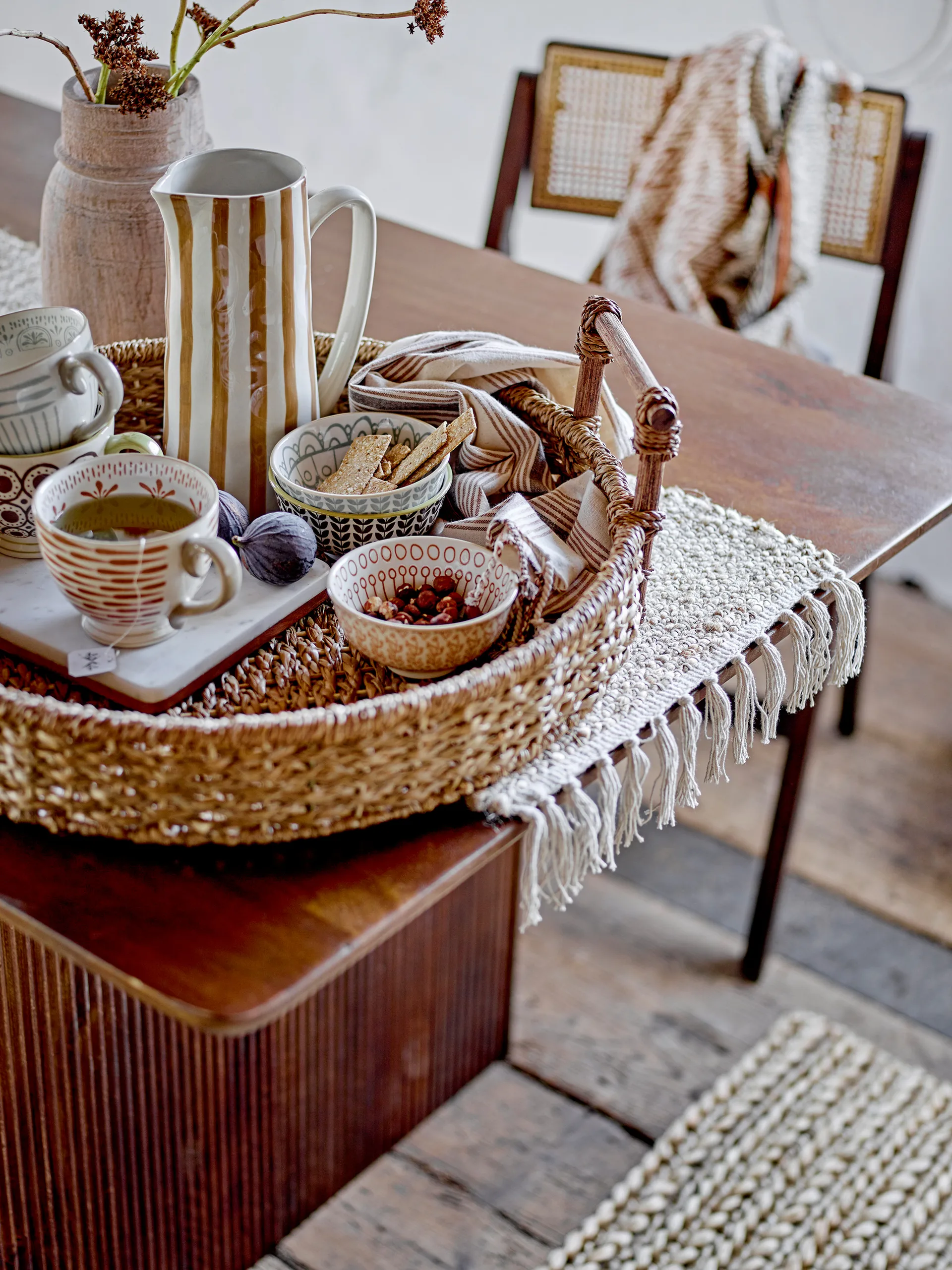 Begonia ポット ストーンウェア　 23.5 cm, Brown stripes Bloomingville | ブルーミングヴィル