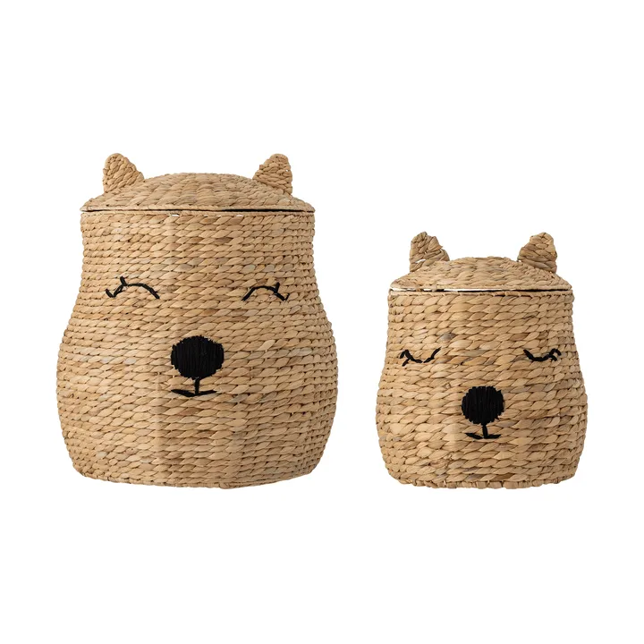 Berny ふた付きバスケット - Nature, 2 pieces - Bloomingville | ブルーミングヴィル
