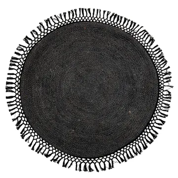 Bloomingville ジュートラグ フリンジ付き Ø122 cm - Black - Bloomingville | ブルーミングヴィル