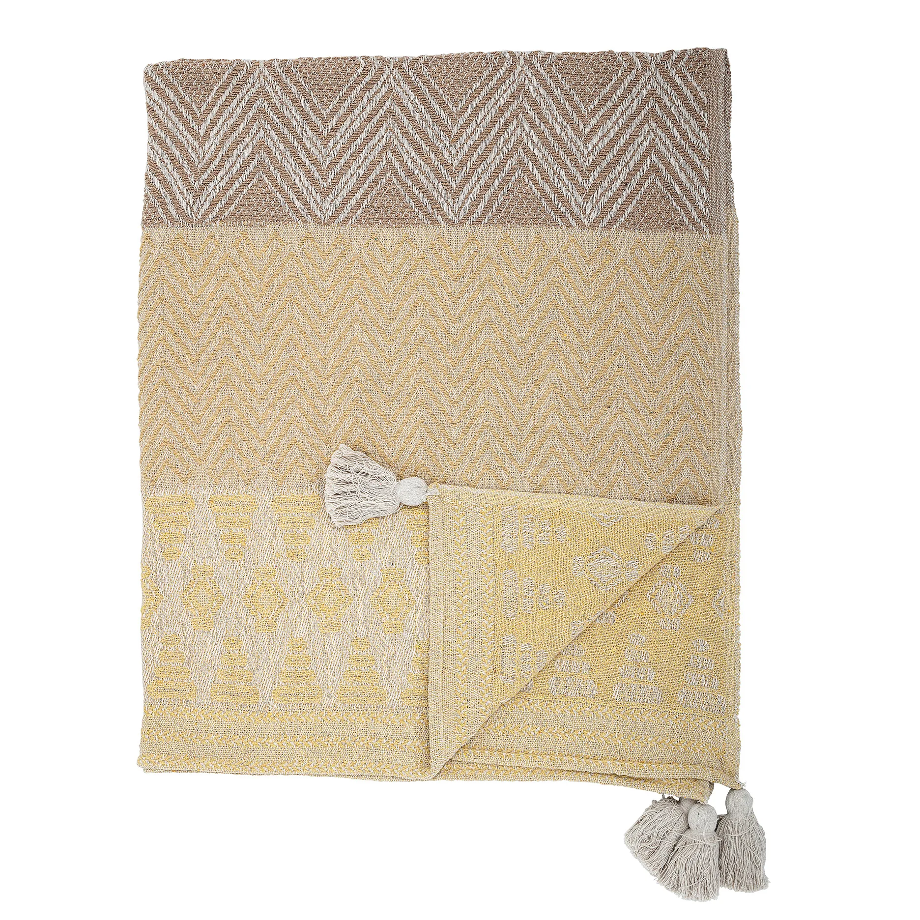 Bloomingville スロー タッセル付き 130x160 cm, Yellow-beige Bloomingville | ブルーミングヴィル
