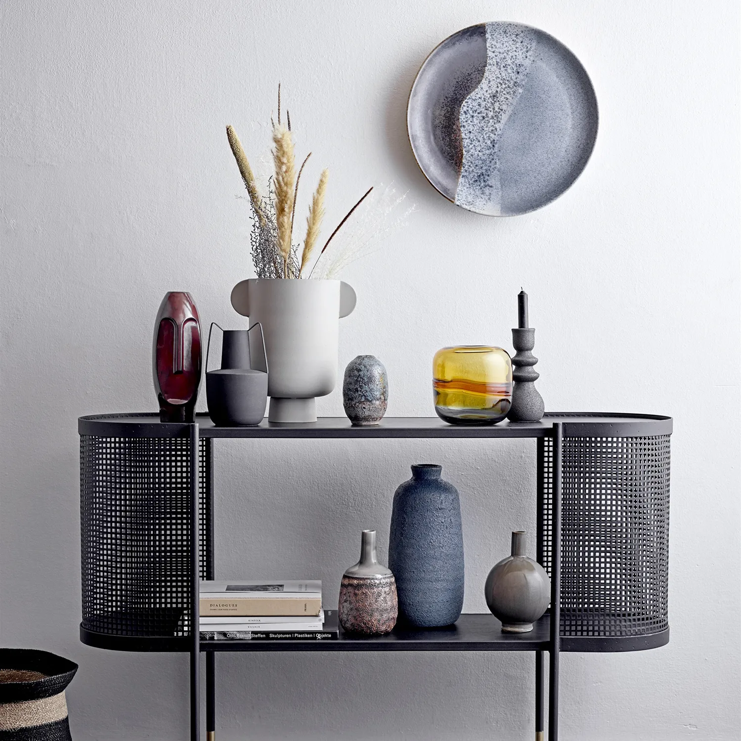 Bloomingville メタル 花瓶 ハンドル付き 20.5 cm, black Bloomingville | ブルーミングヴィル