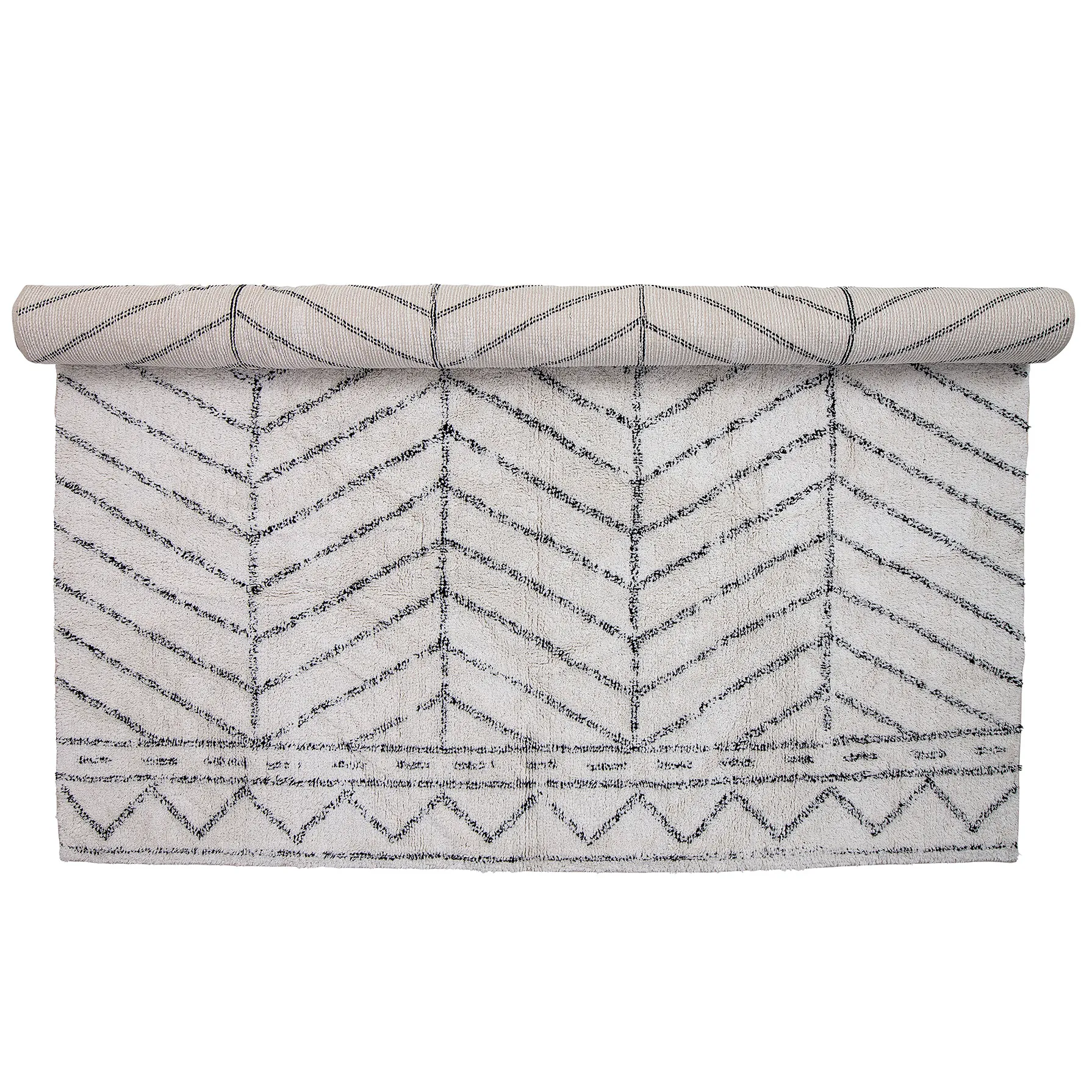 Bloomingville パターン付きコットン ラグ, Black-white Bloomingville | ブルーミングヴィル