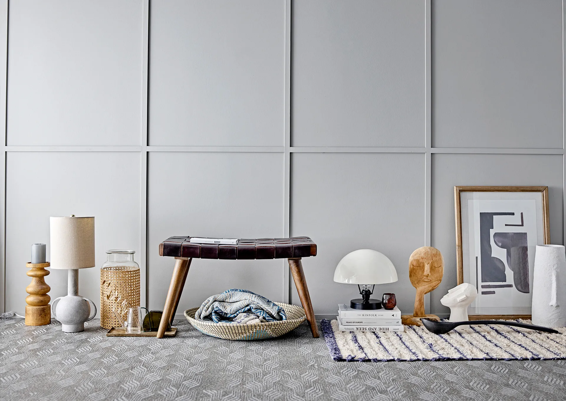 Bloomingville ランタン with 木製 トレイ 6 ピース, multi Bloomingville | ブルーミングヴィル