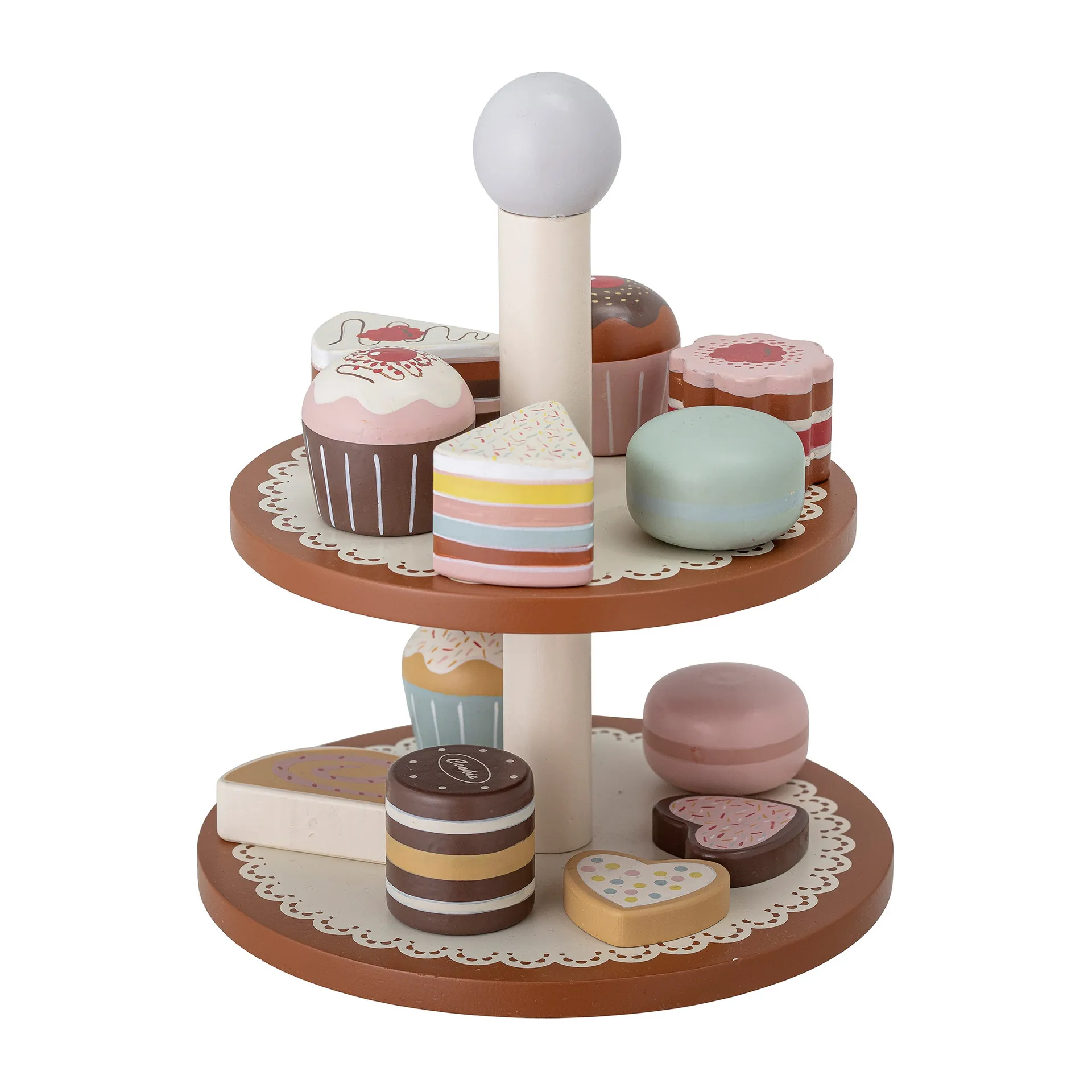 Carlina 木製おもちゃ ケーキプレート プレート 13ピース, Brown Bloomingville | ブルーミングヴィル