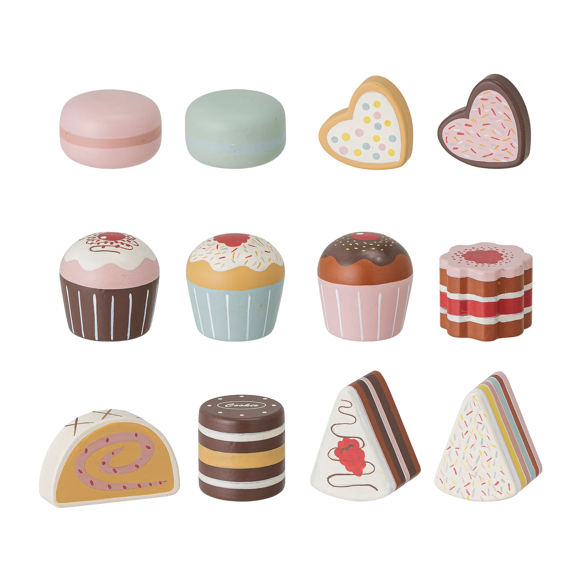 Carlina 木製おもちゃ ケーキプレート プレート 13ピース, Brown Bloomingville | ブルーミングヴィル