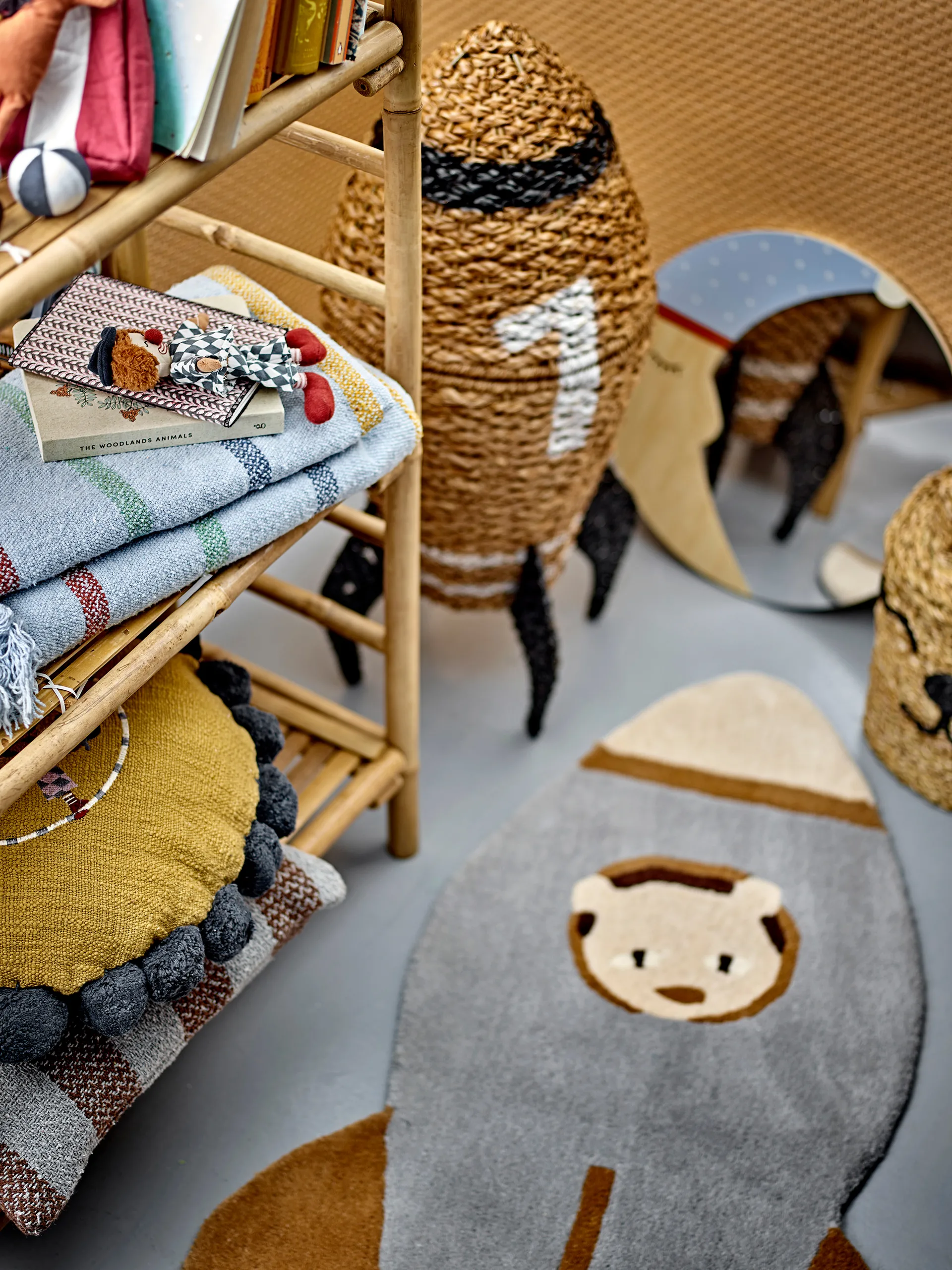 Cosmina 収納バスケット & 蓋 Ø40x68,5 cm, Nature Bloomingville | ブルーミングヴィル