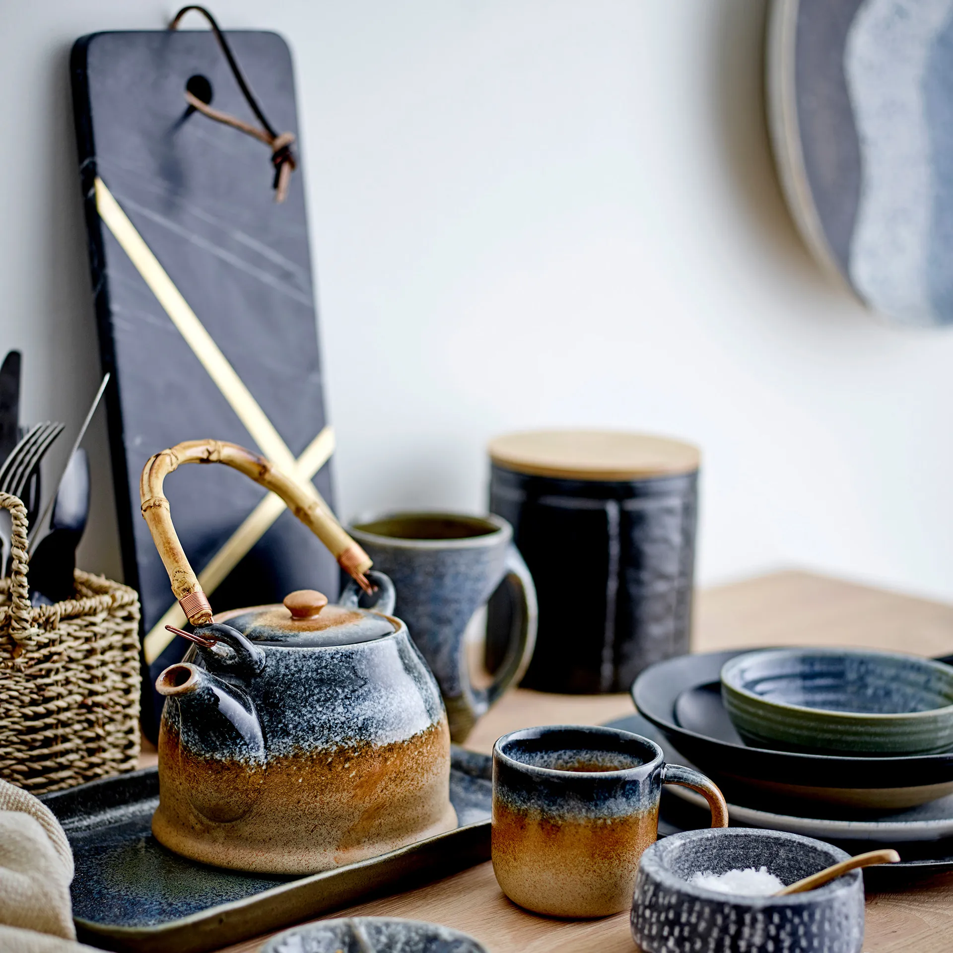 Elsi カッティングボード マーブル 15.5x40.5 cm, black Bloomingville | ブルーミングヴィル