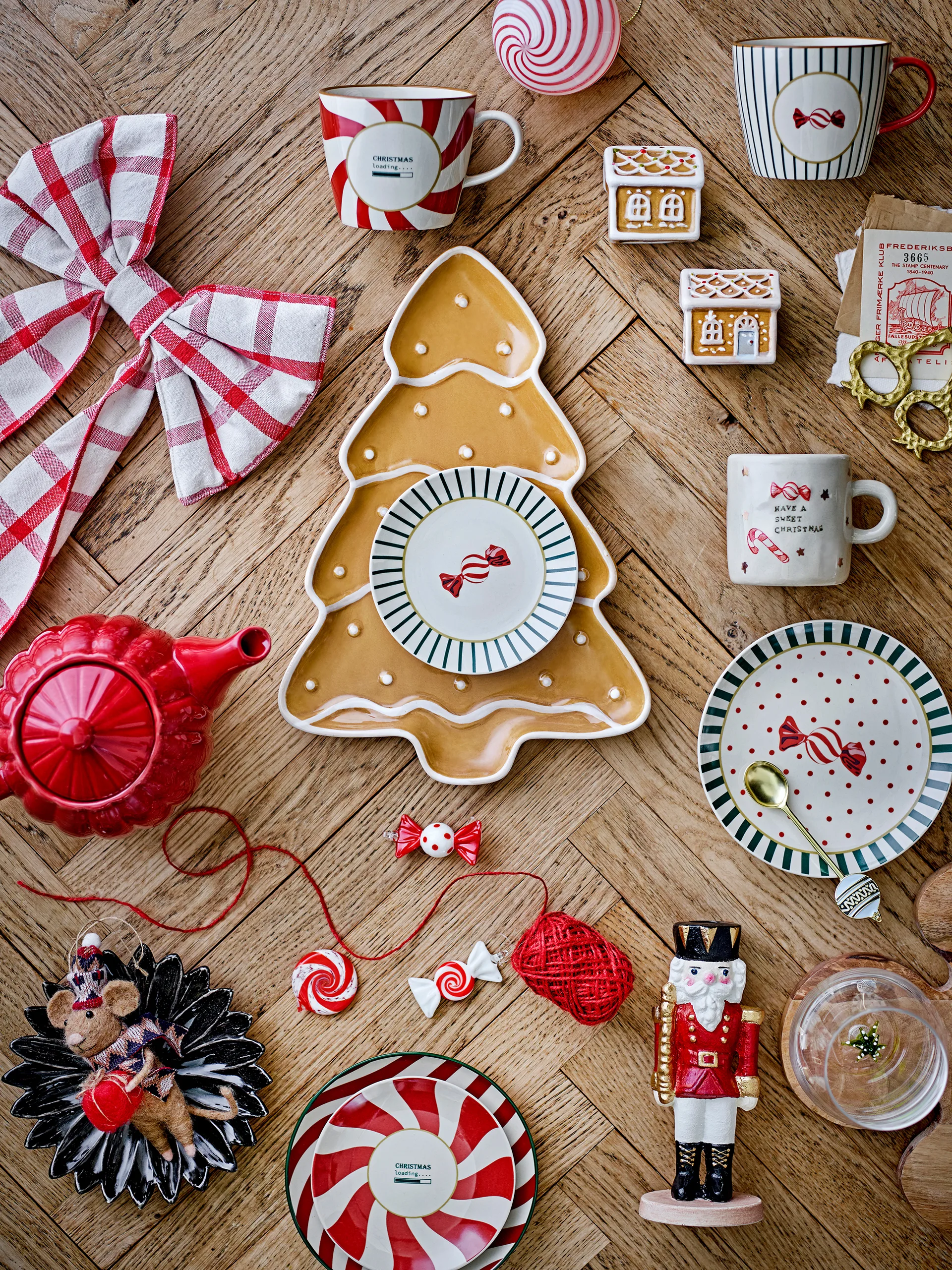 Festive ハンギングデコレーション 3ピース, Red Bloomingville | ブルーミングヴィル