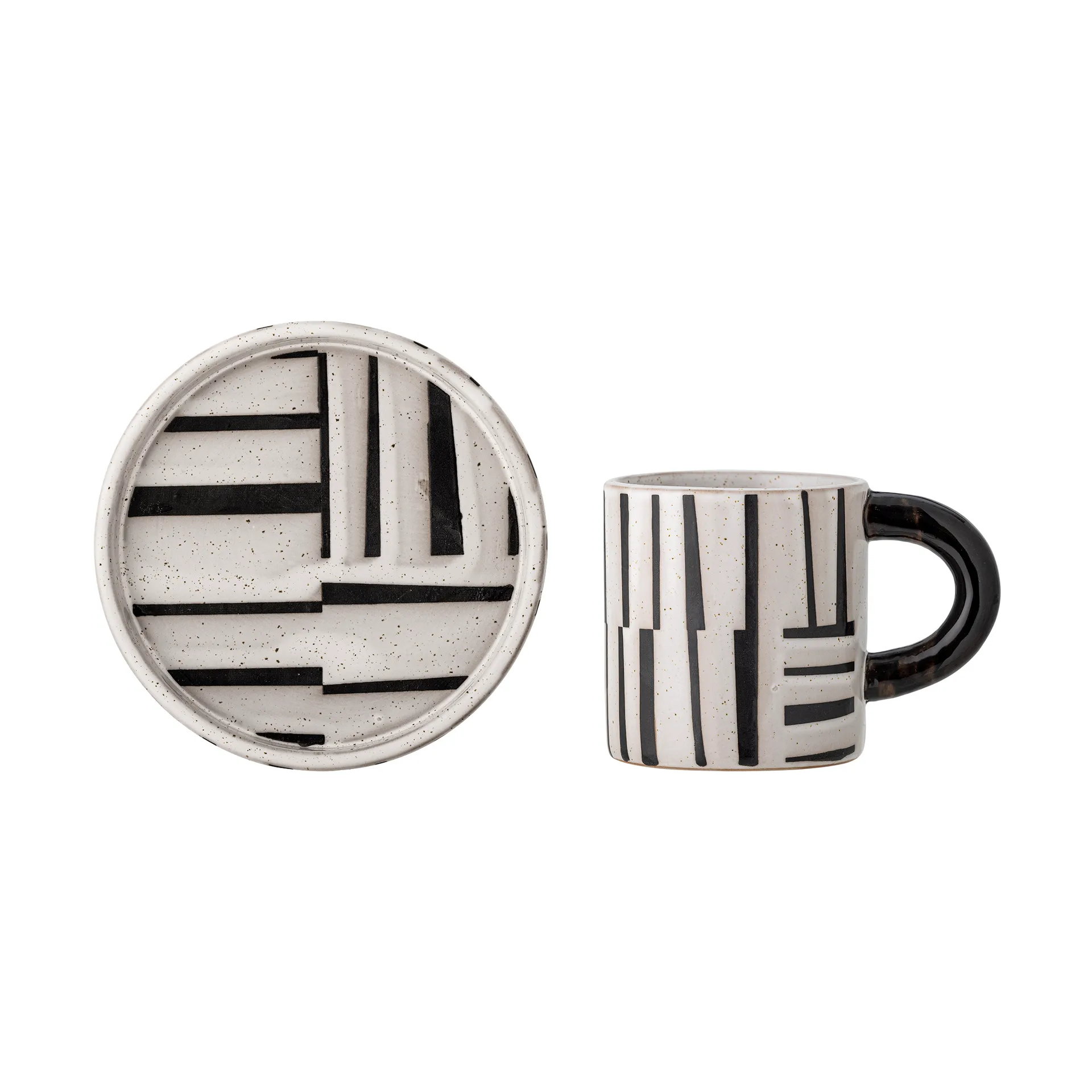 Frankie カップ & ソーサー 30 cl, Black-white Bloomingville | ブルーミングヴィル