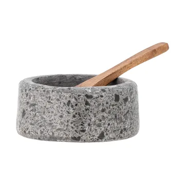 Ghizelle ソルトセラー & スプーン Ø7 cm - Stone-acacia - Bloomingville | ブルーミングヴィル
