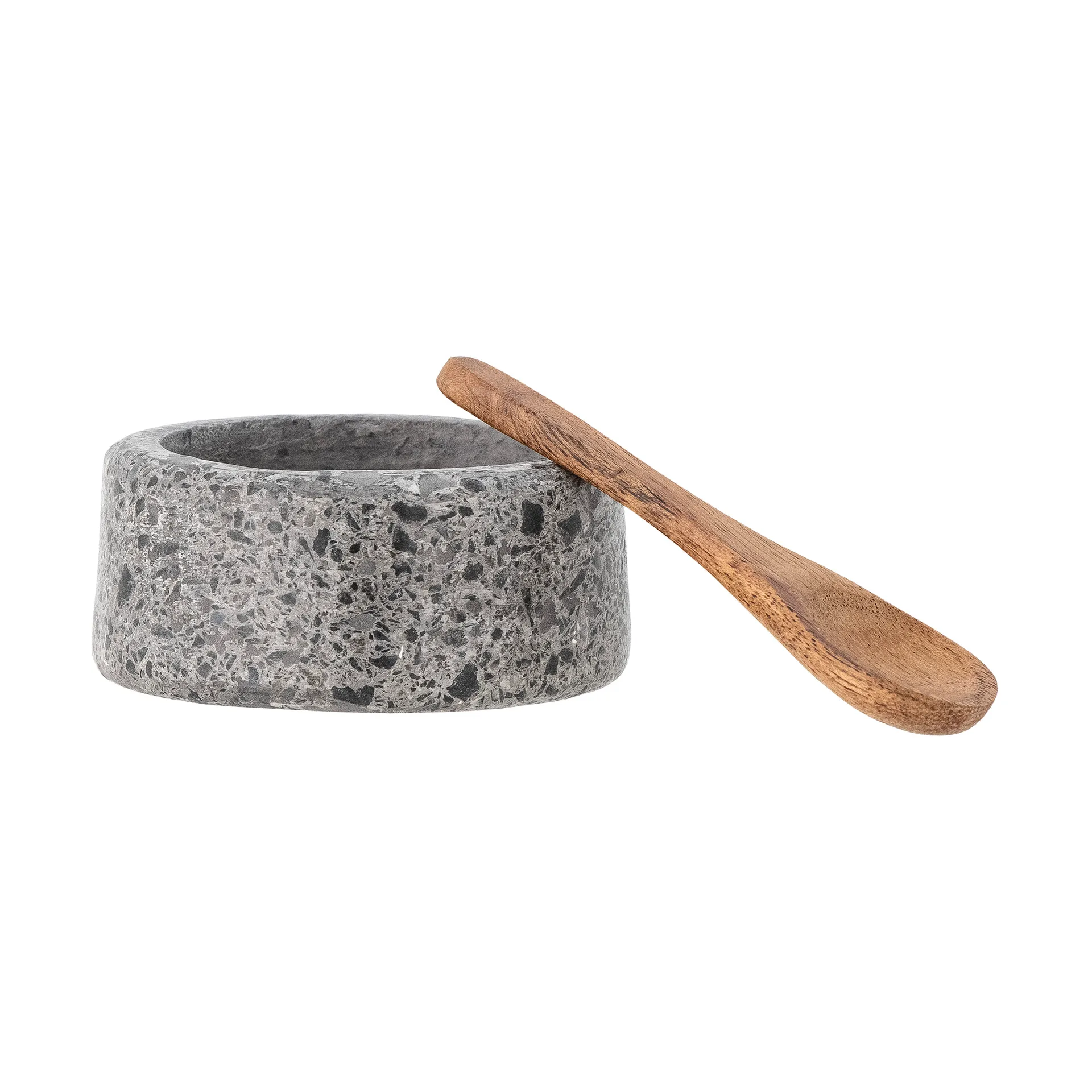 Ghizelle ソルトセラー & スプーン Ø7 cm, Stone-acacia Bloomingville | ブルーミングヴィル