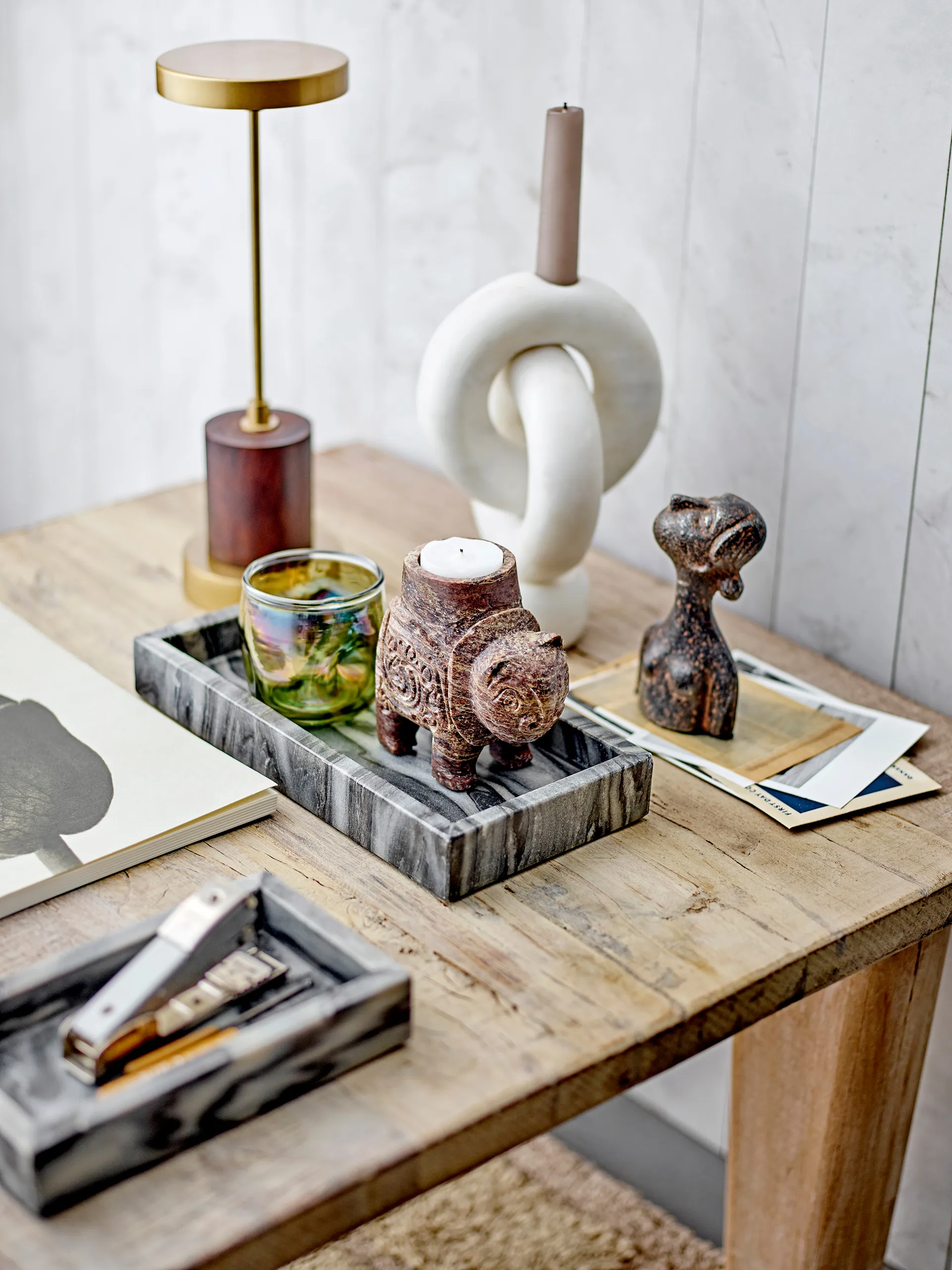Goa キャンドルホルダー 20 cm, White marble Bloomingville | ブルーミングヴィル